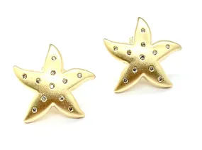 14k Gold and Diamond Starfish Earrings