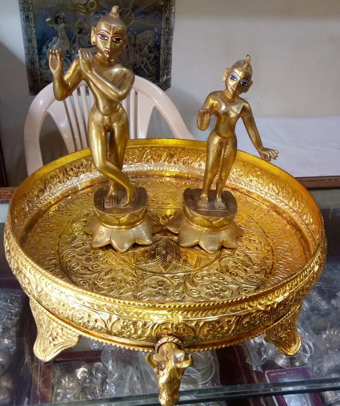 17 inches Big Size Gold plated Snan Patra with Gomukh Outlet for Abishekam of idols  ( 17 inches )-POSH001SPS