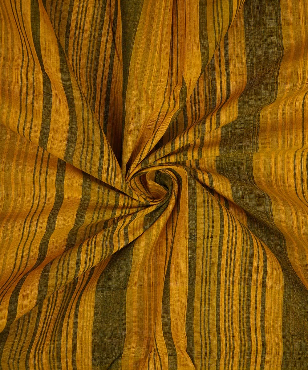 1m Mustard handwoven stripe cotton mangalagiri fabric