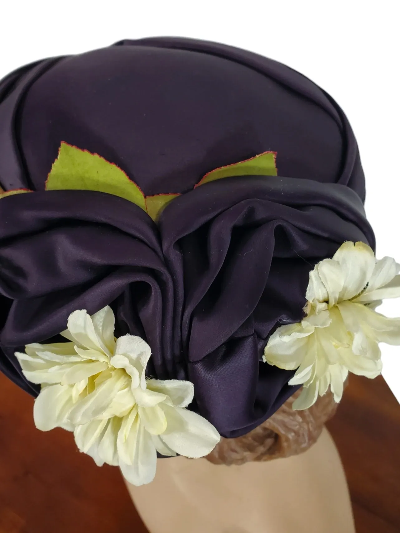 50s Navy Blue or Black Satin Cocktail Hat