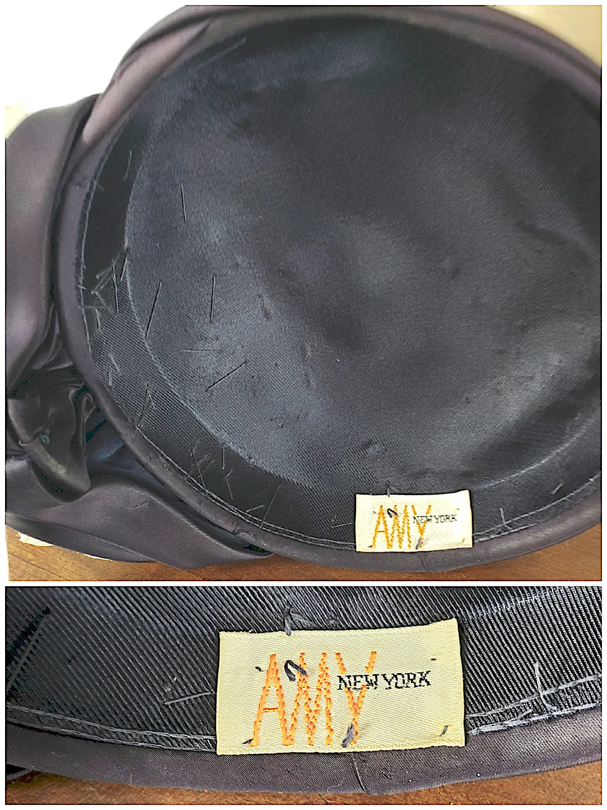 50s Navy Blue or Black Satin Cocktail Hat