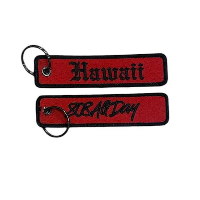 808ALLDAY Red Hawaii Old English Flight Tag