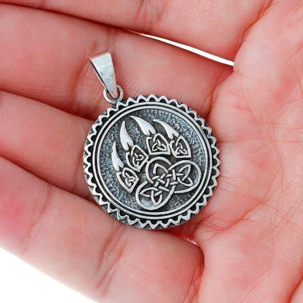 925 Sterling Silver Viking Bear Paw / Veles Pendant