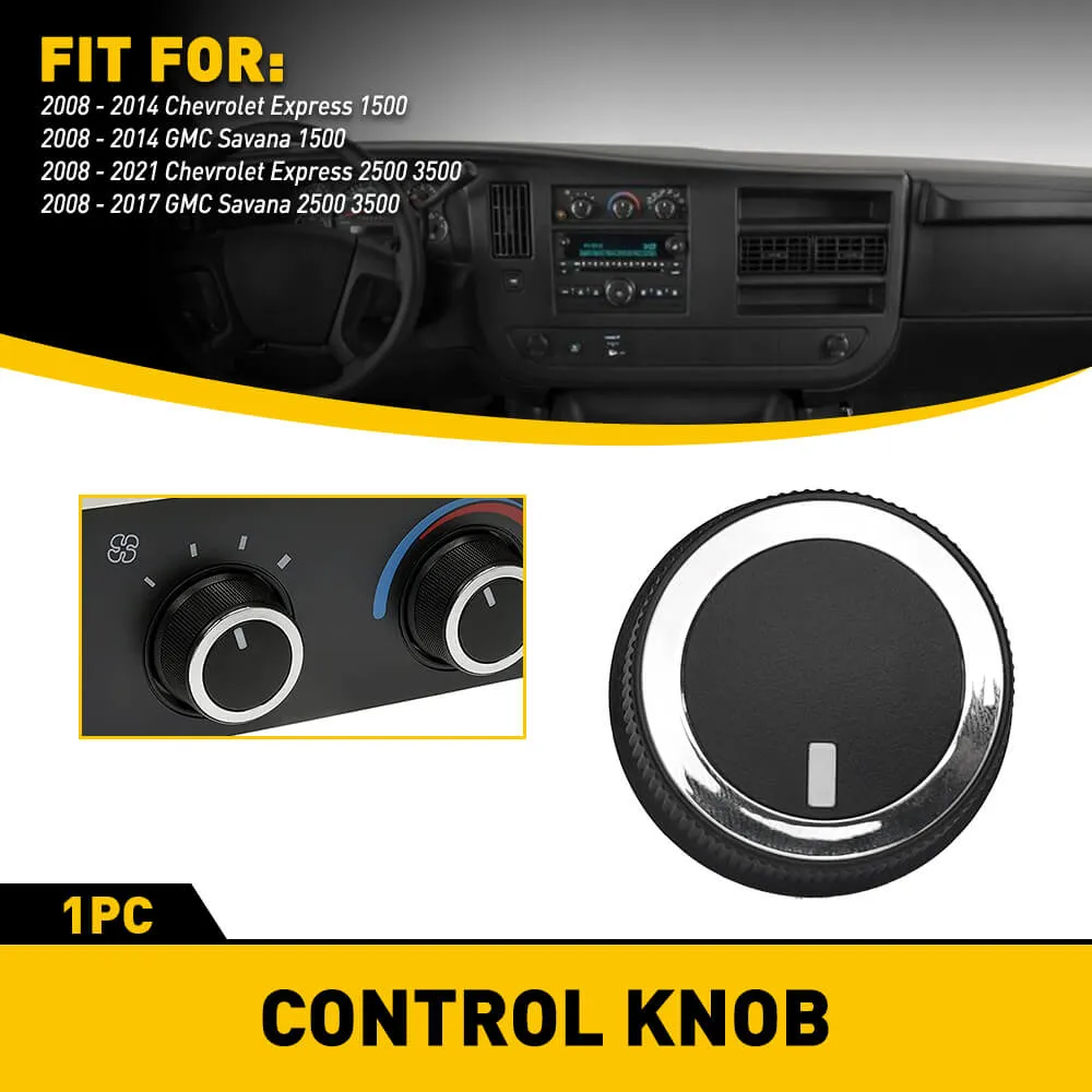 AC Climate Control Switch Knob Button Set for 08-11 Chevrolet Express 08-17 GMC Savana Models