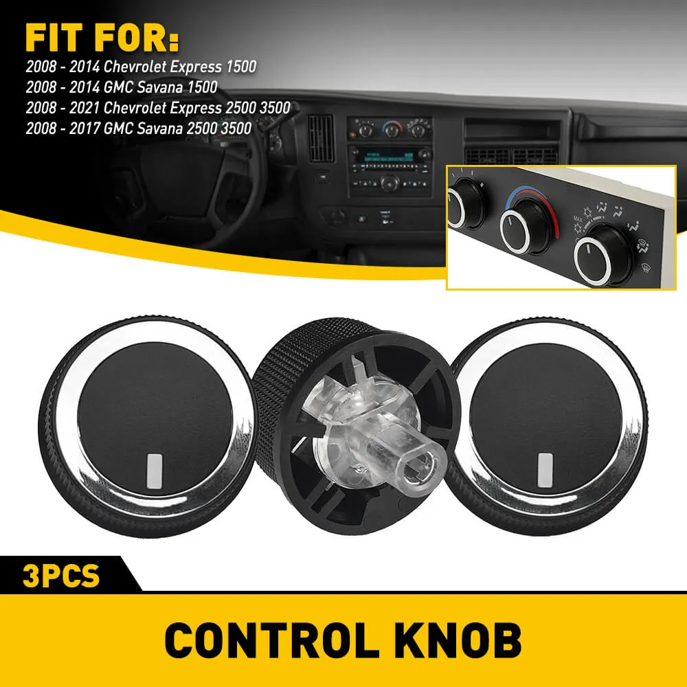 AC Climate Control Switch Knob Button Set for 08-11 Chevrolet Express 08-17 GMC Savana Models