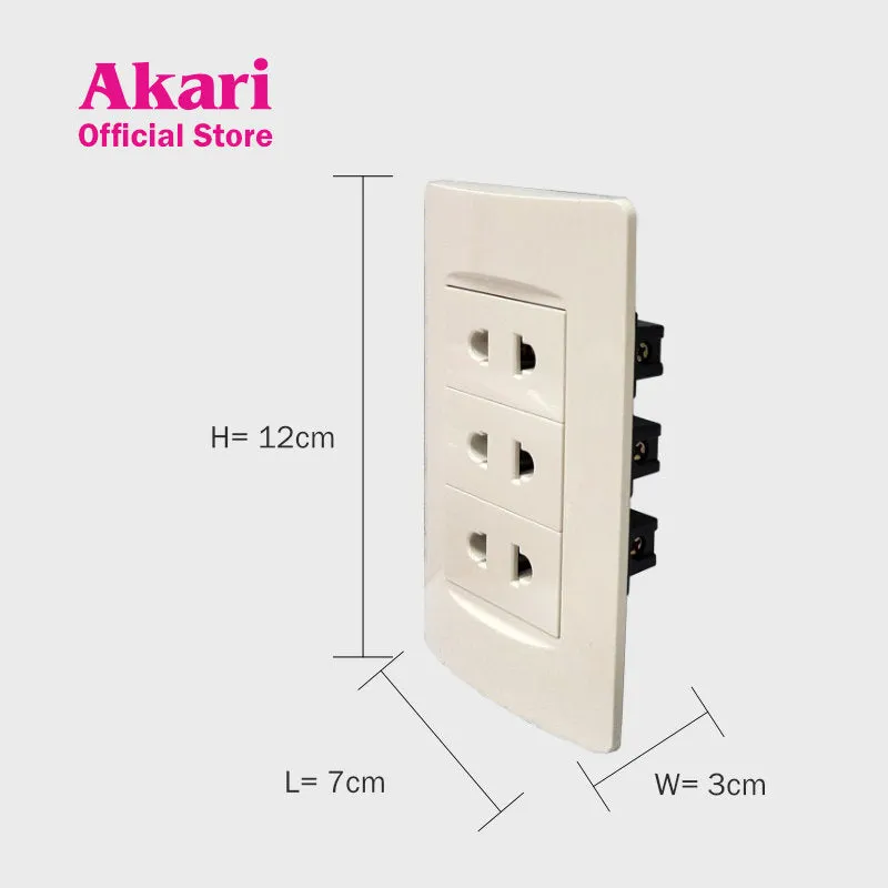 Akari 3 Gang 2 Pin Universal Outlet (AWD-Z8202-3)