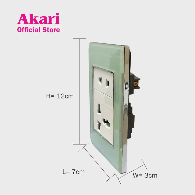 Akari Aircon Outlet/ Multipurpose Outlet With 1 Gang Universal - Glass (AWG-203)