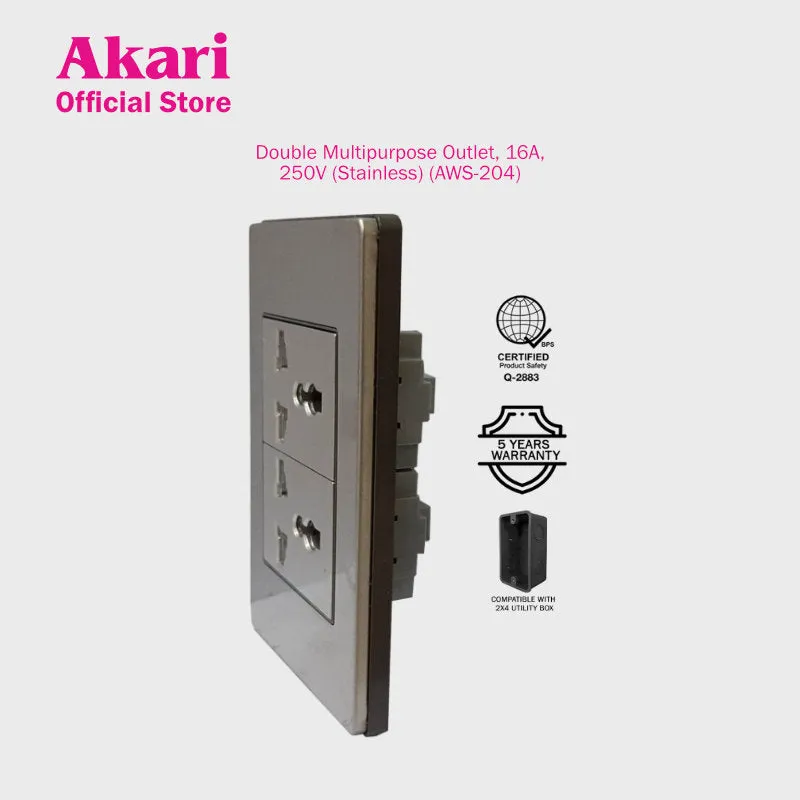 Akari Double Multipurpose Outlet - Steel (AWS-204)