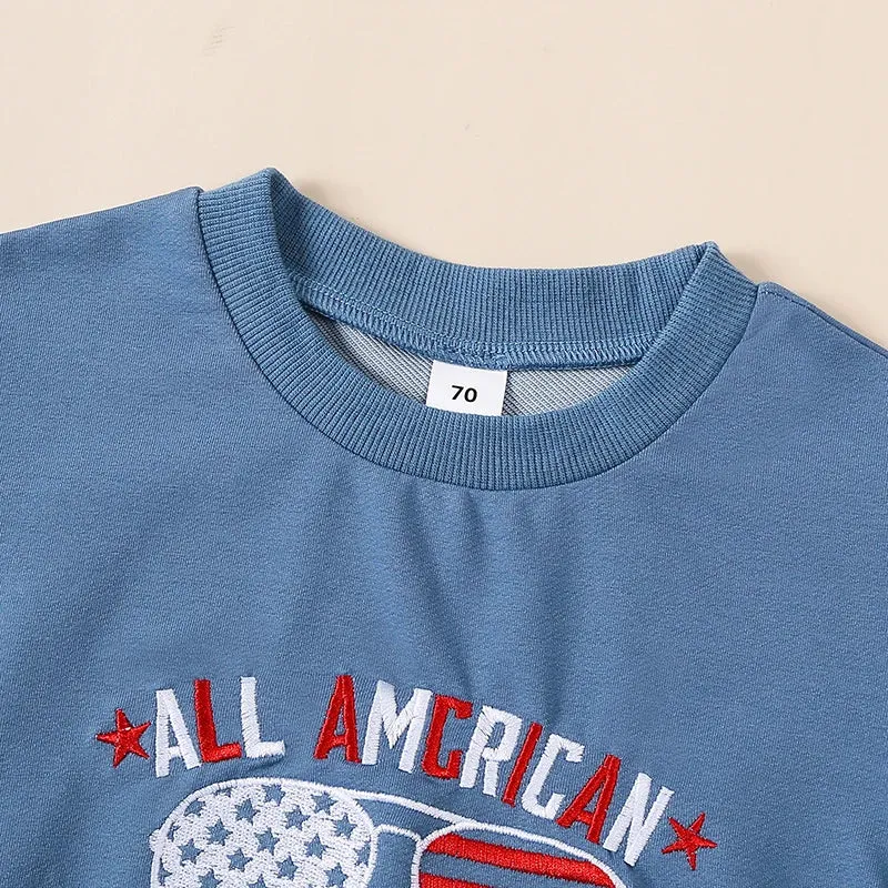 ALL AMERICAN DUDE Embroidered T-Shirt Onesie