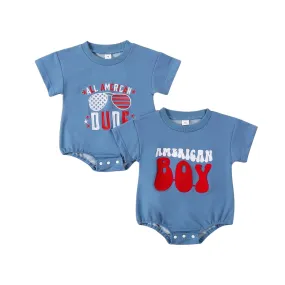 ALL AMERICAN DUDE Embroidered T-Shirt Onesie