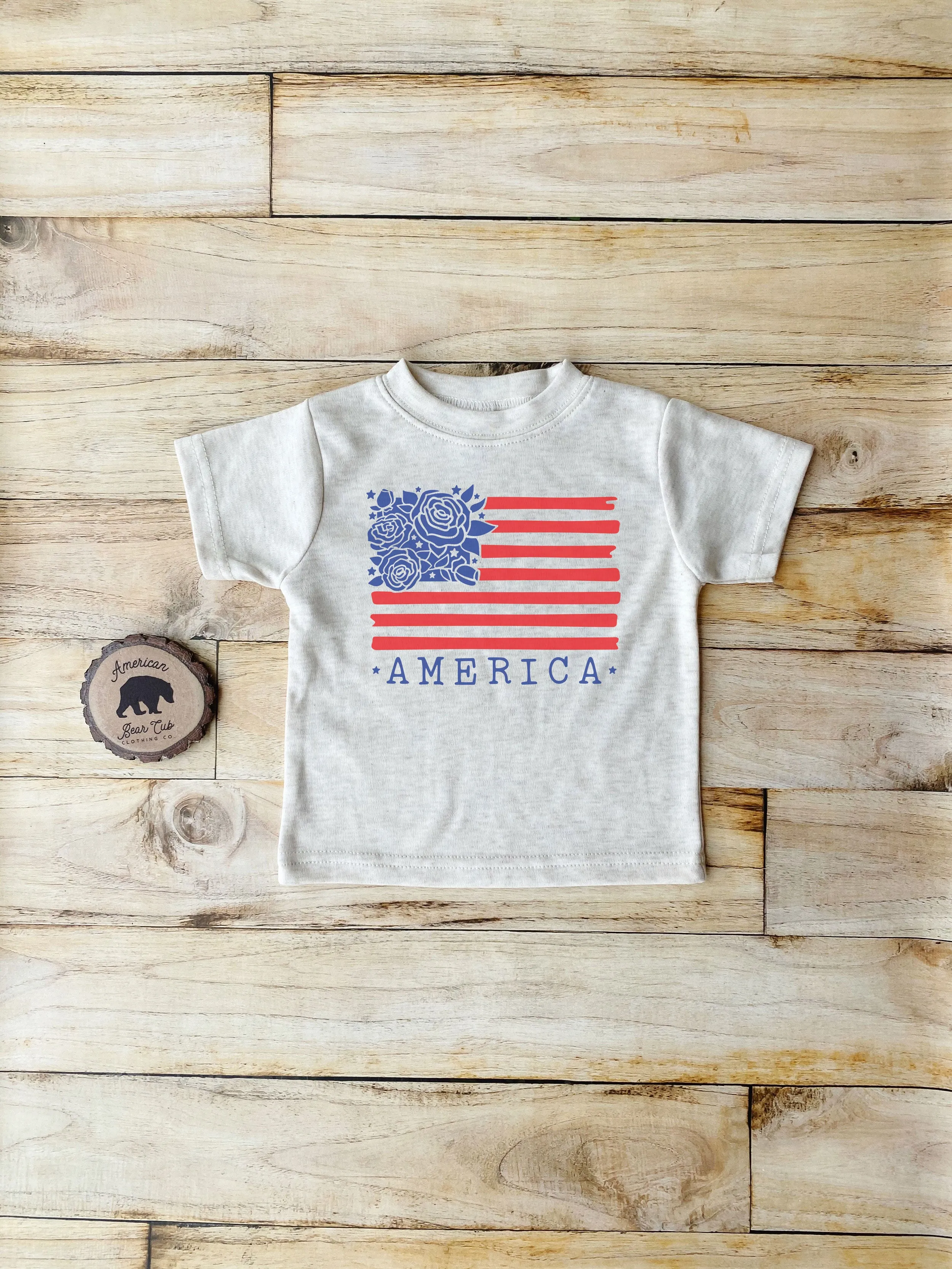 American Flag Floral Bodysuits, Shirts & Raglans for Baby, Toddler & Youth