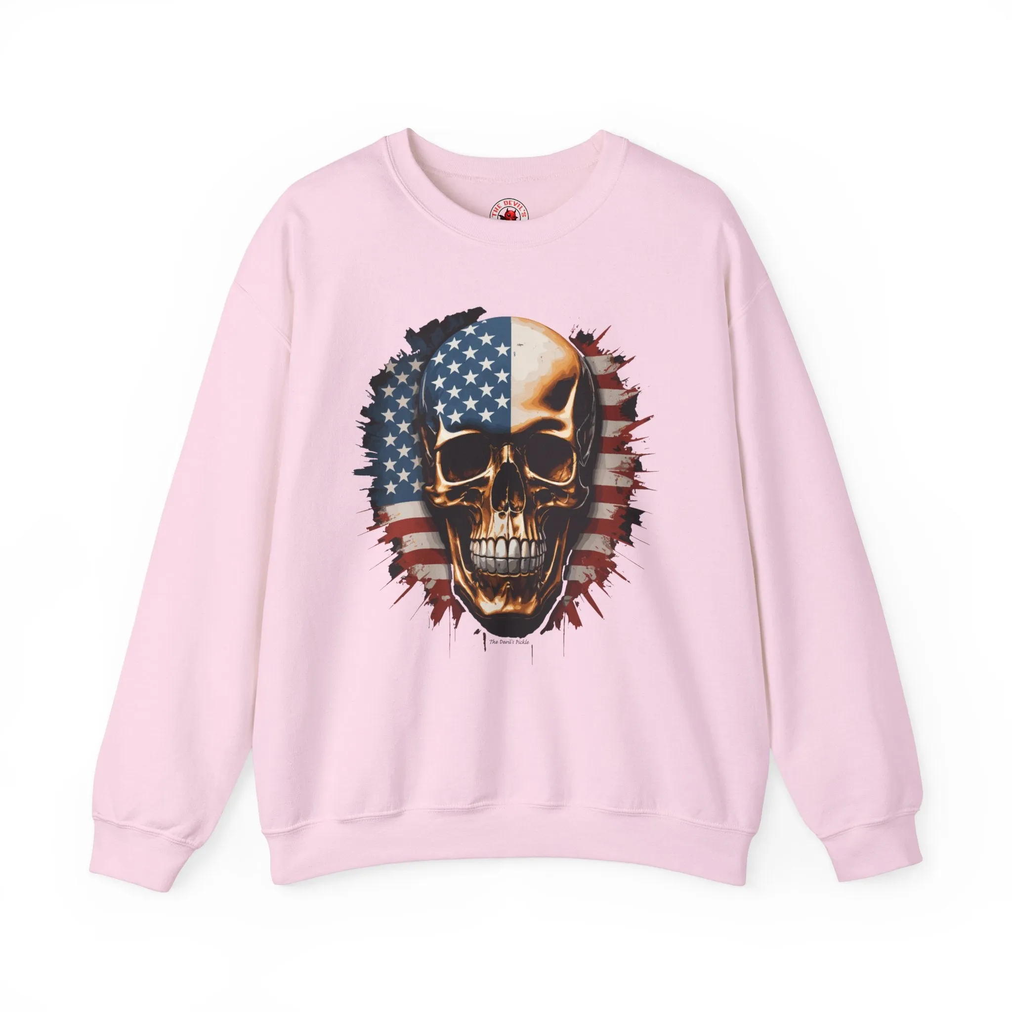 American Flag Skull Crewneck Sweatshirt