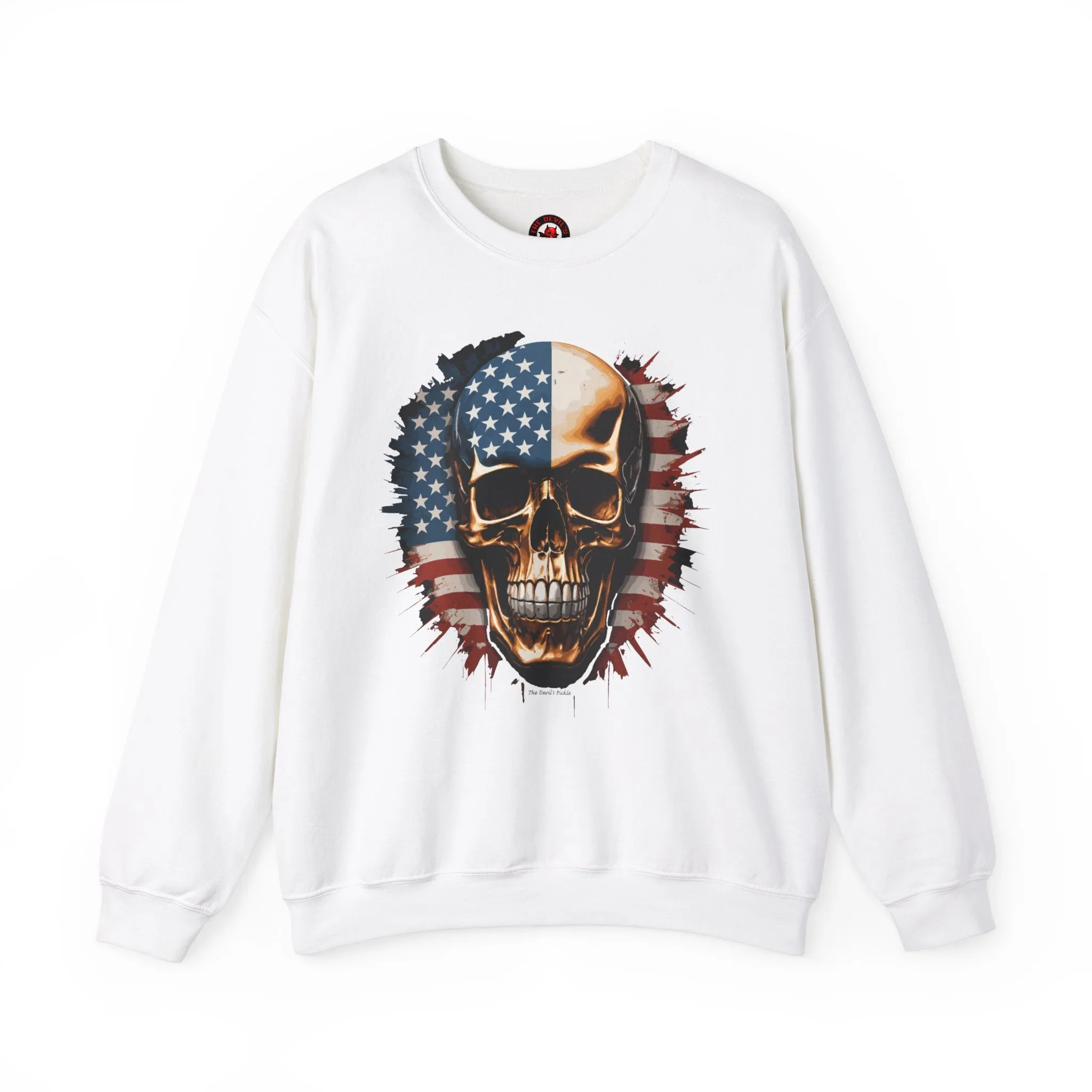 American Flag Skull Crewneck Sweatshirt