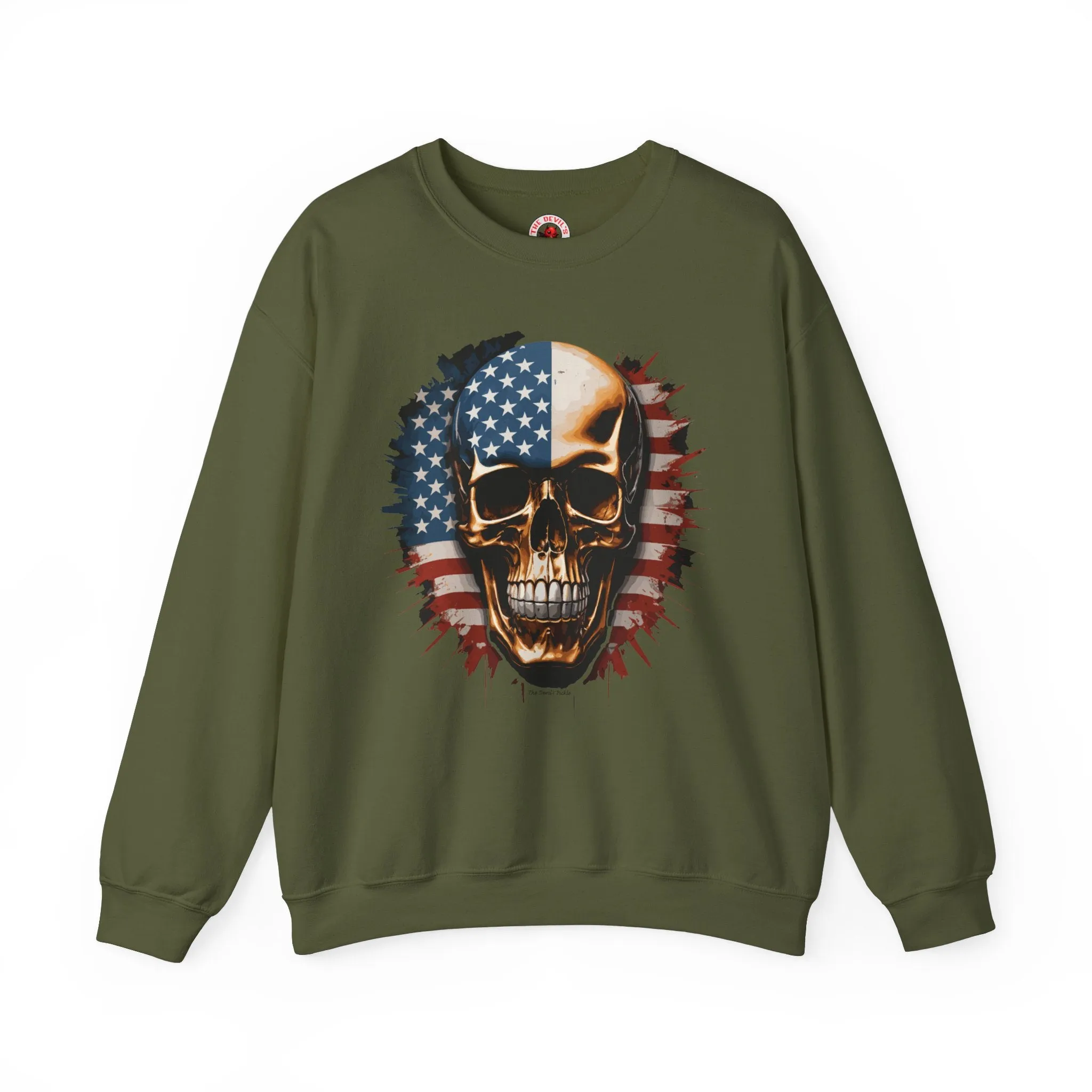 American Flag Skull Crewneck Sweatshirt