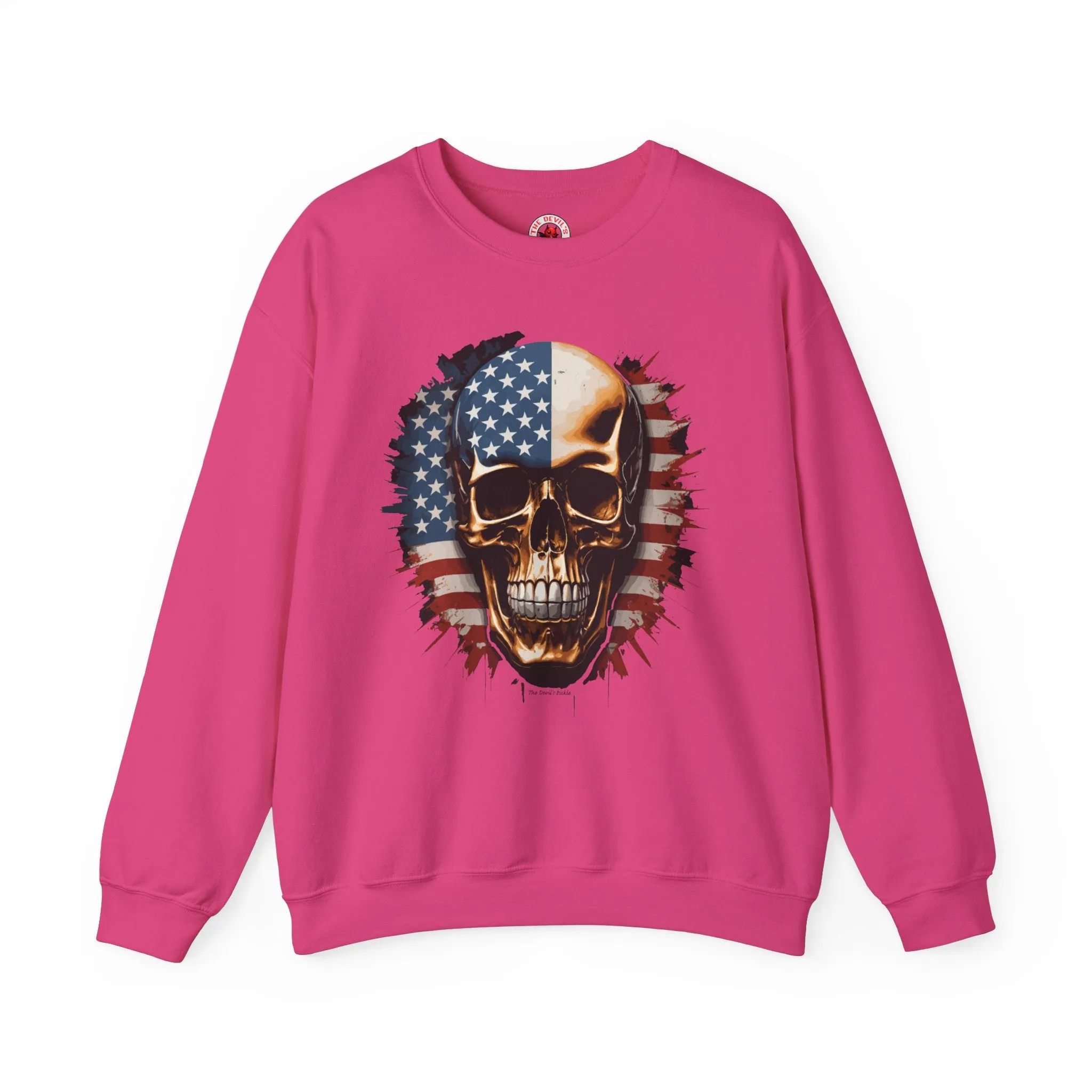 American Flag Skull Crewneck Sweatshirt