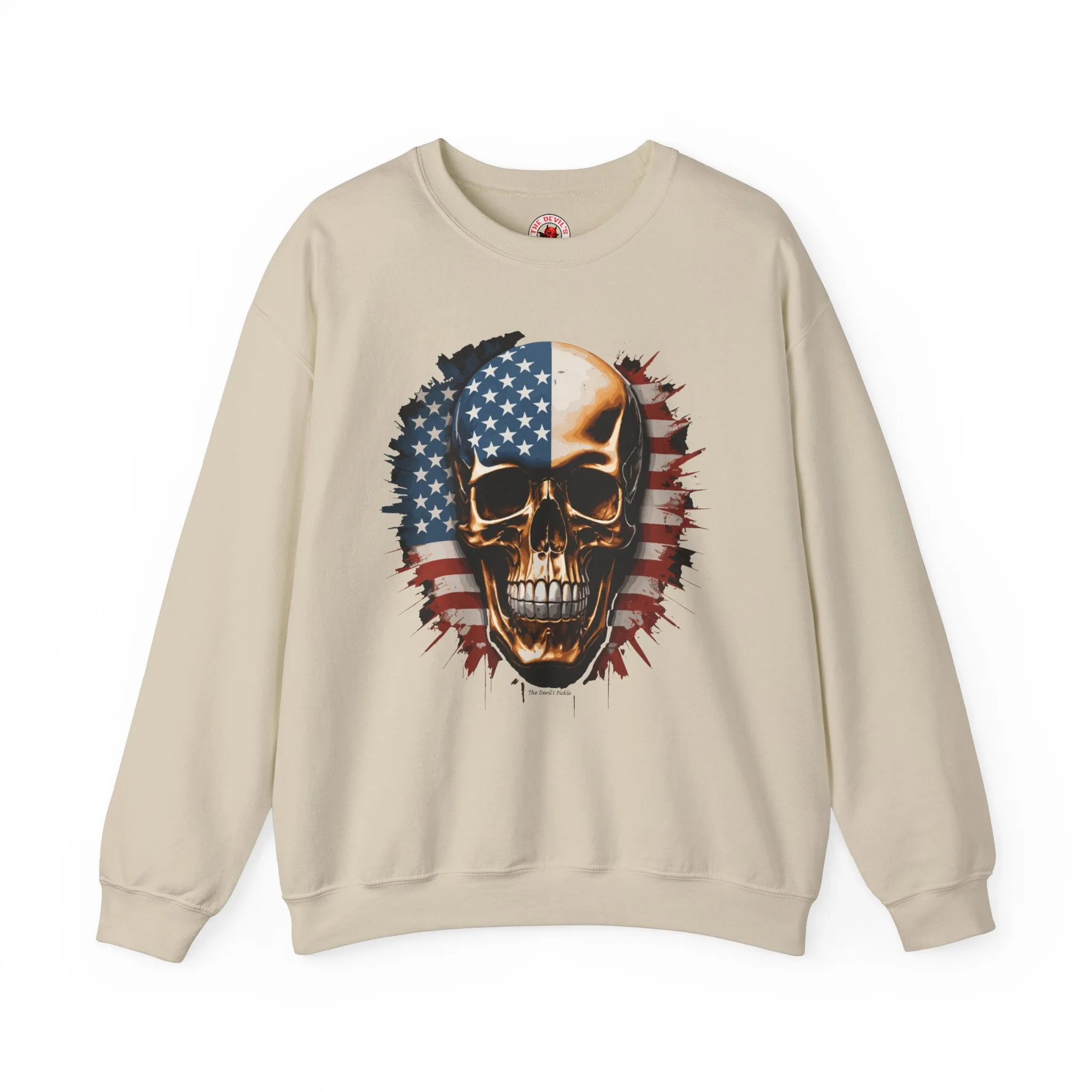 American Flag Skull Crewneck Sweatshirt