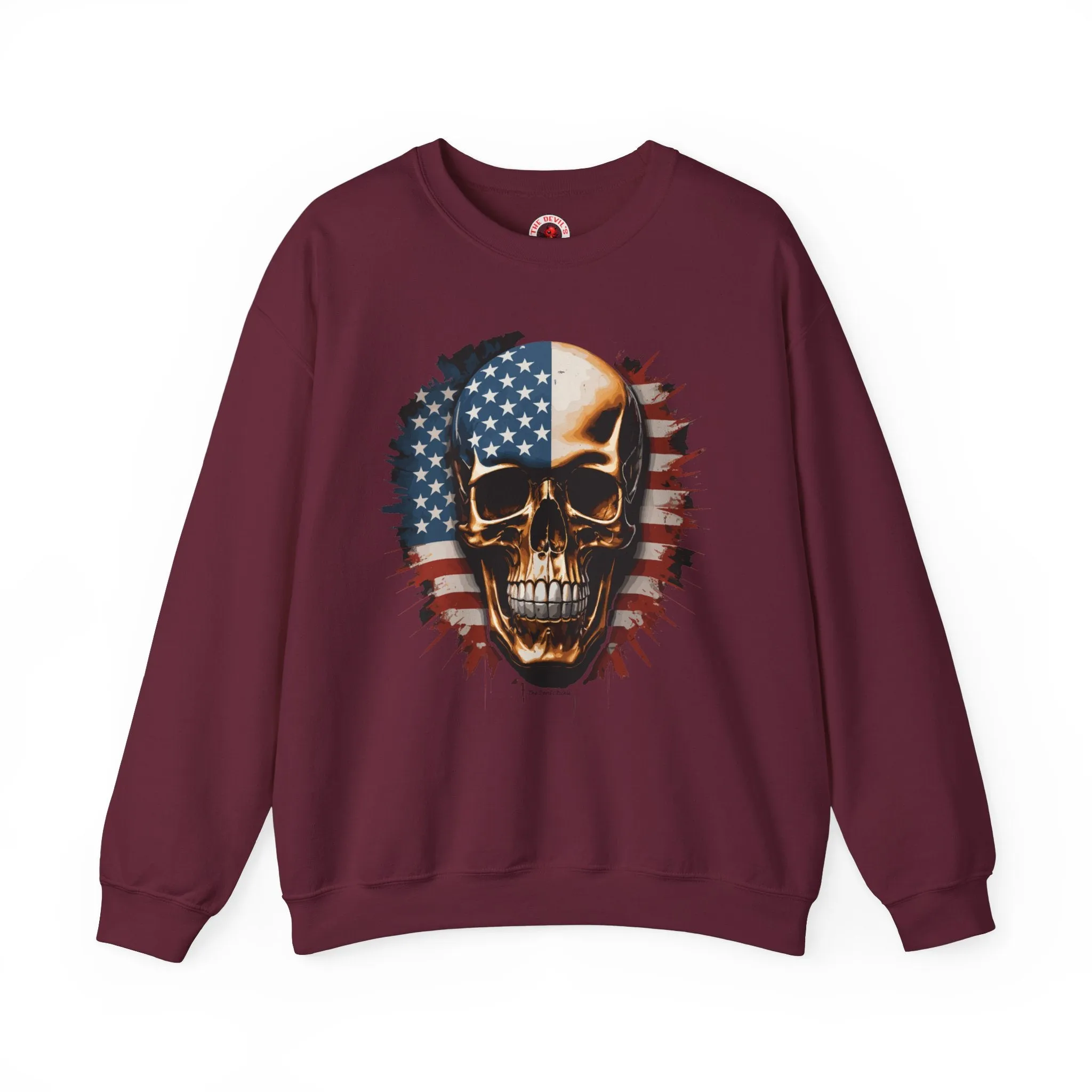 American Flag Skull Crewneck Sweatshirt