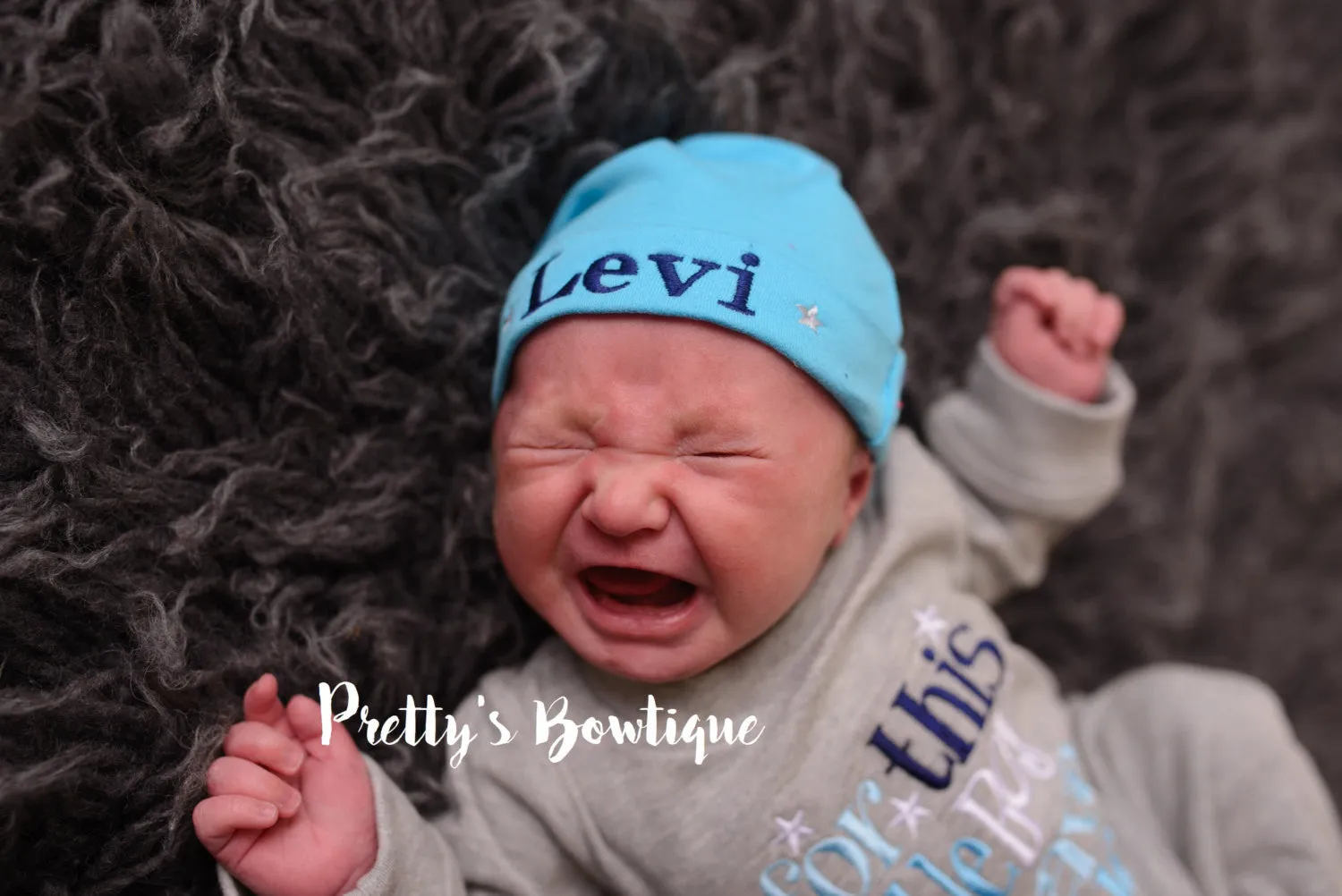 Baby Boy Coming Home Outfit -- For This Little Boy We Have Prayed Romper & Hat with Embroidered Name