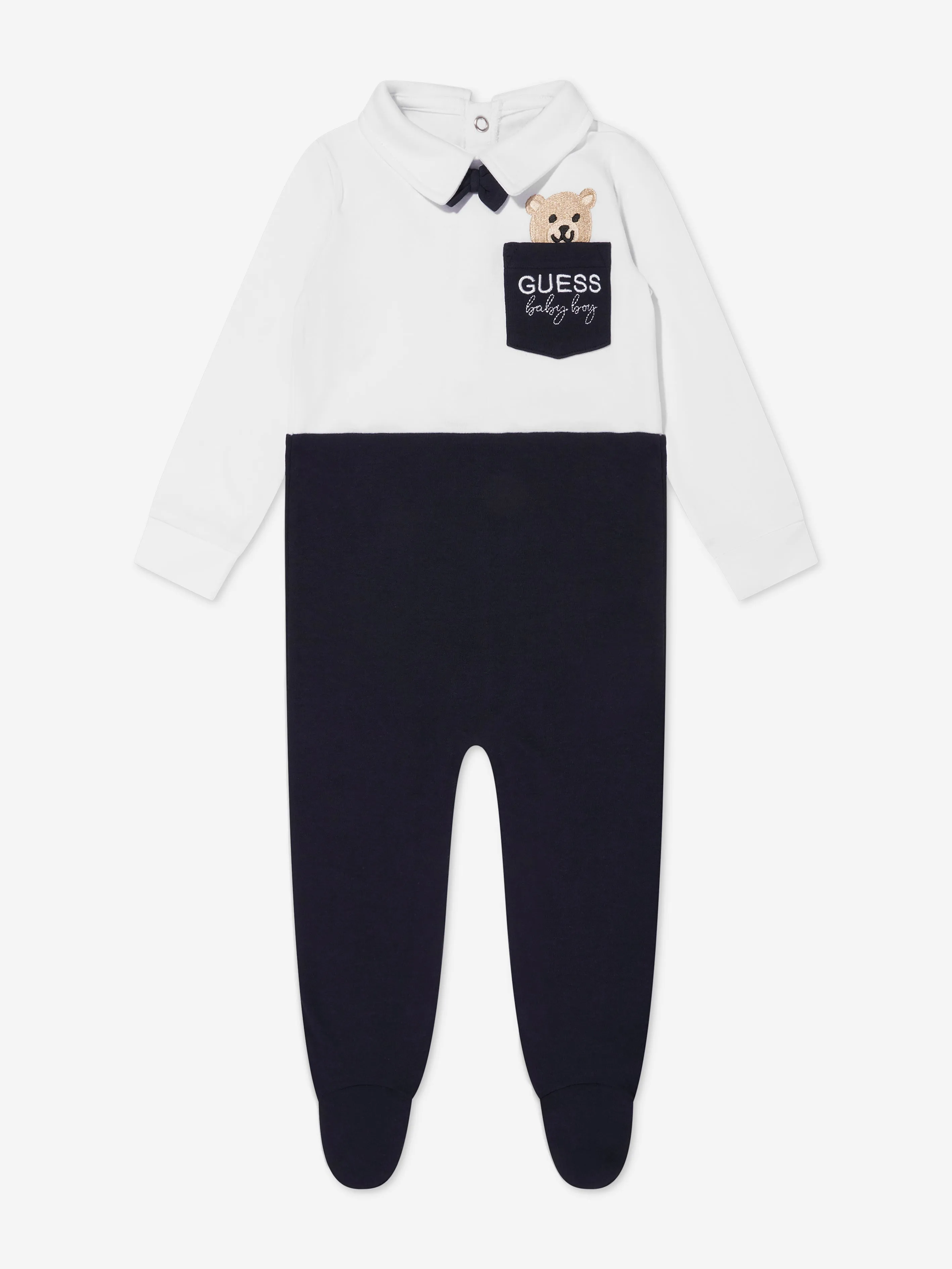 Baby Boys Bear Babygrow in White