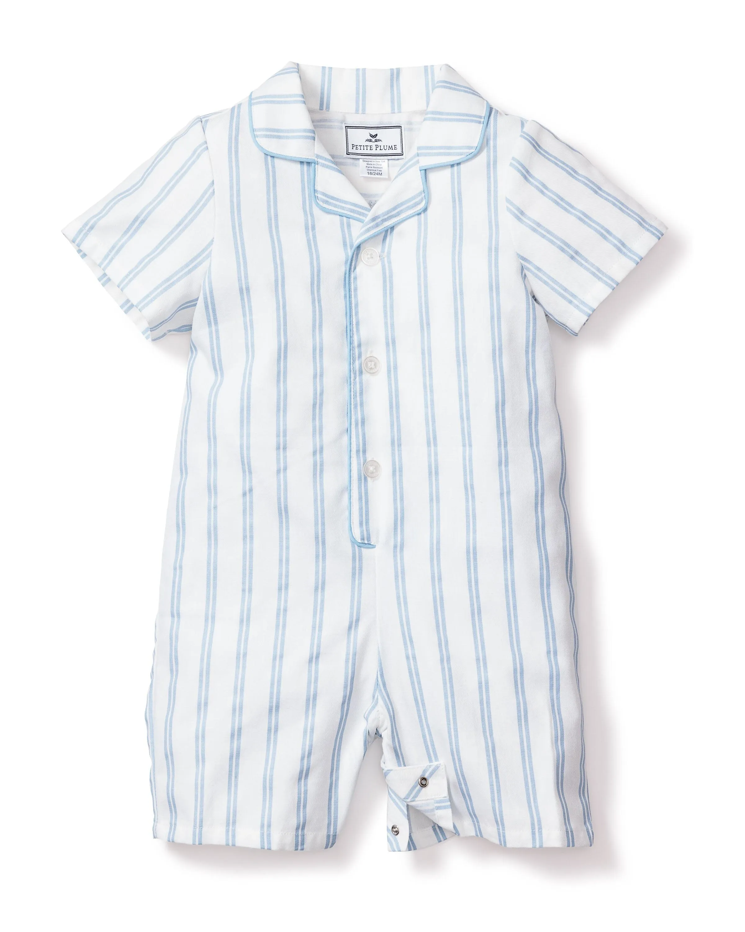 Baby's Twill Summer Romper | Periwinkle Stripe