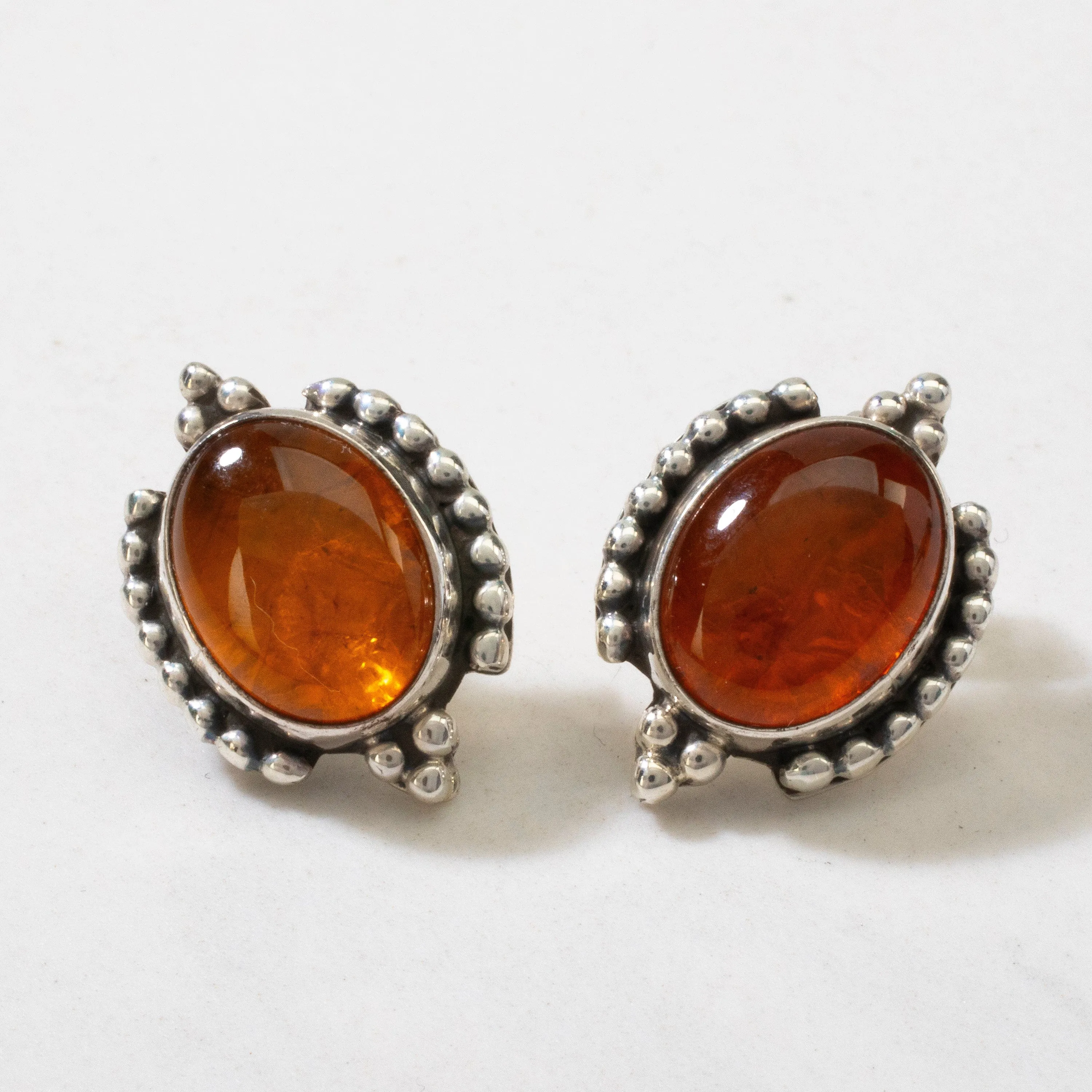 Baltic Amber Navajo USA Native American Made 925 Sterling Silver Earrings with Stud Backing