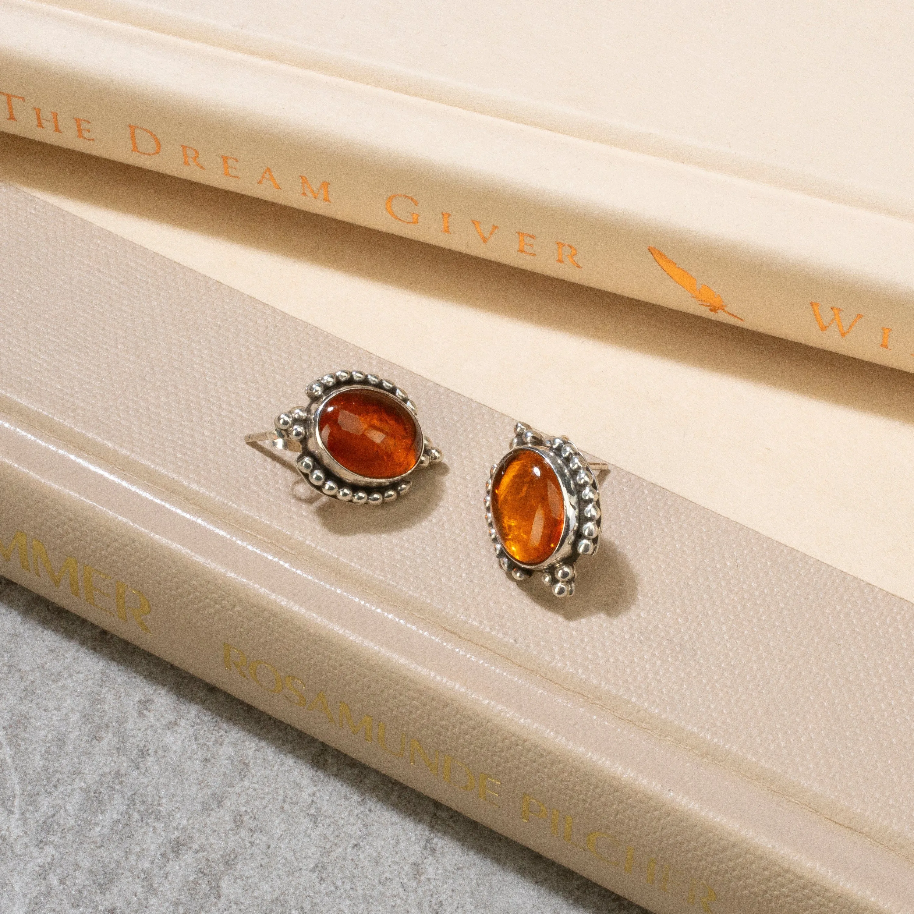 Baltic Amber Navajo USA Native American Made 925 Sterling Silver Earrings with Stud Backing