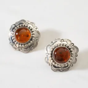 Baltic Amber Navajo USA Native American Made 925 Sterling Silver Earrings with Stud Backing