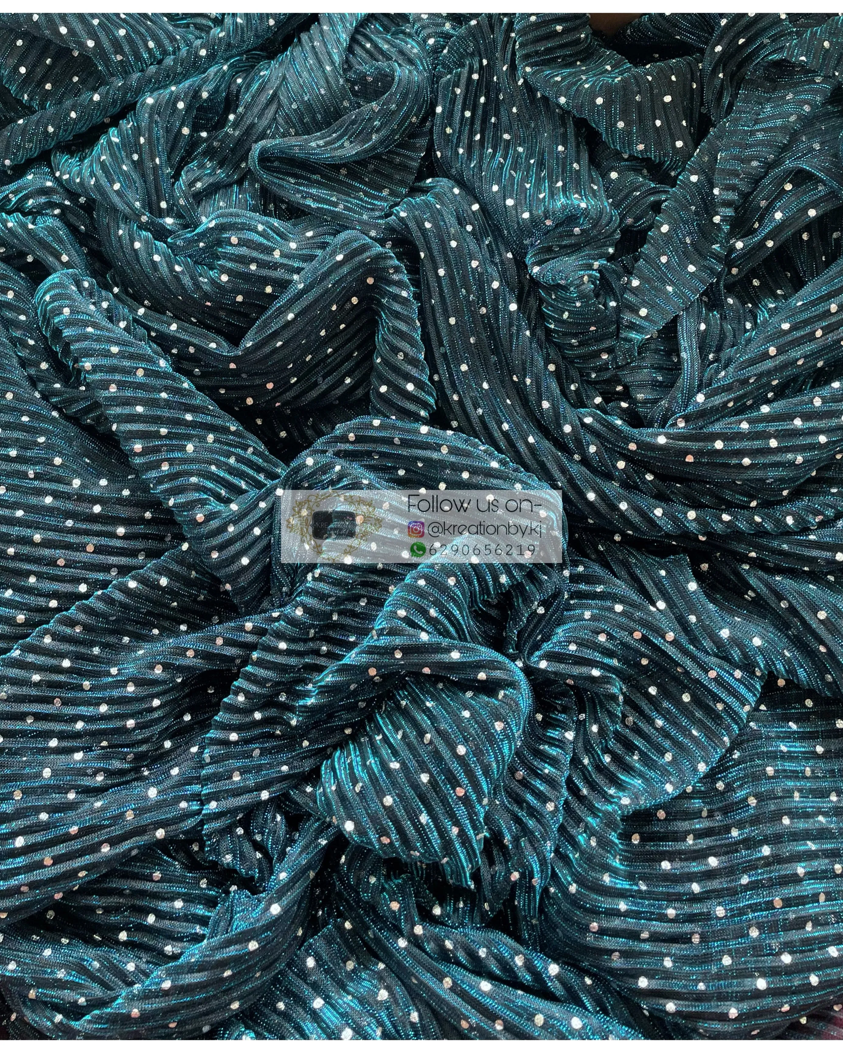 Blue Pleated Shimmer Net Saree