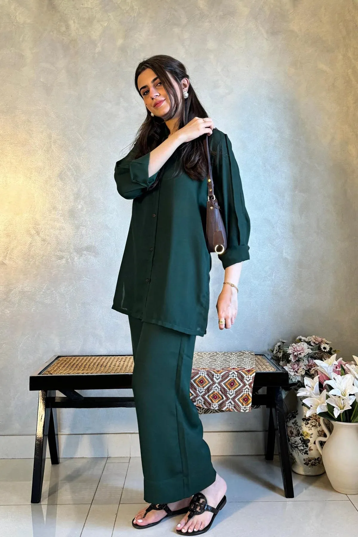 Bottle Green Crepe Tunic