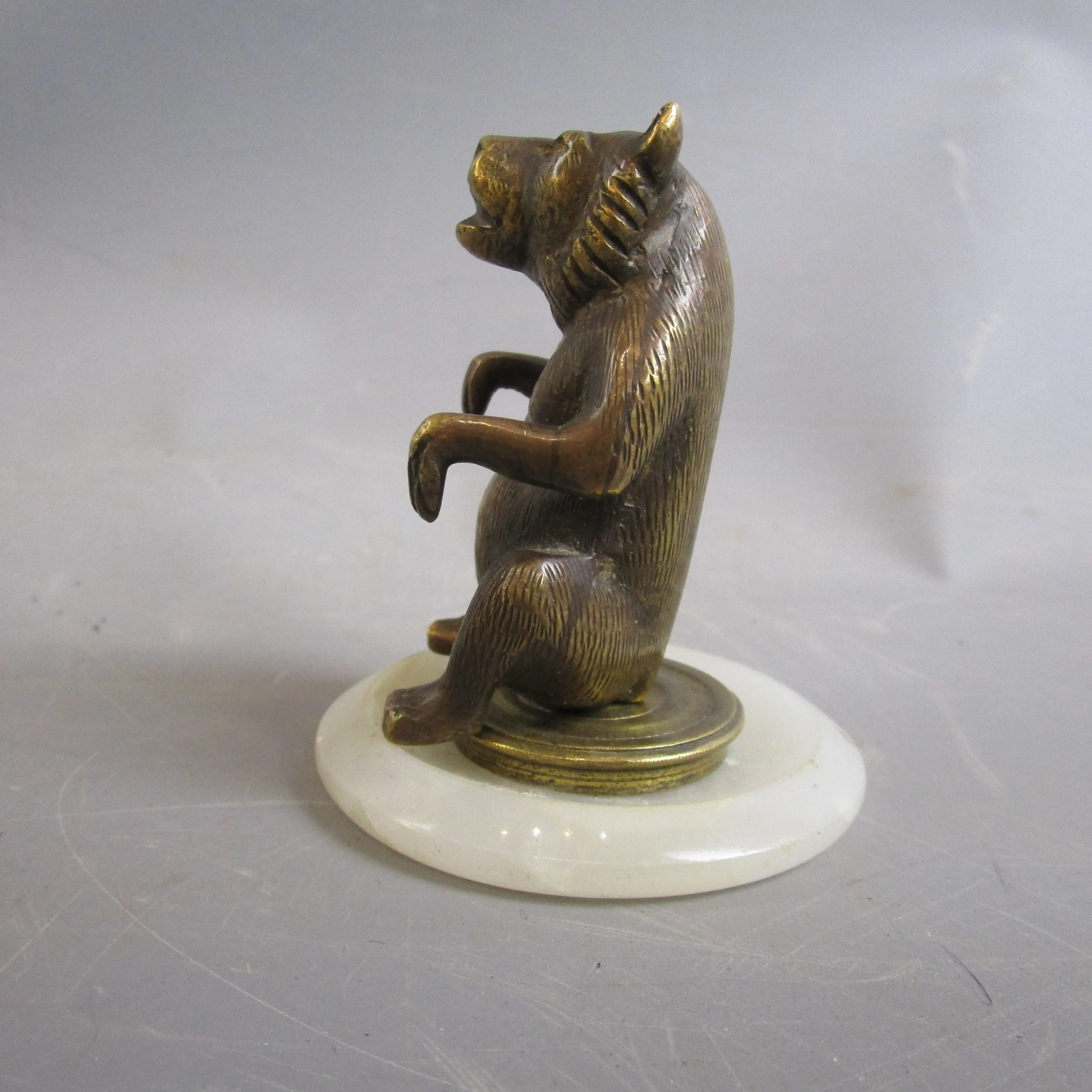 Bronze Bear Car Mascot now Mounted on Marble Base Antique Victorian c1890