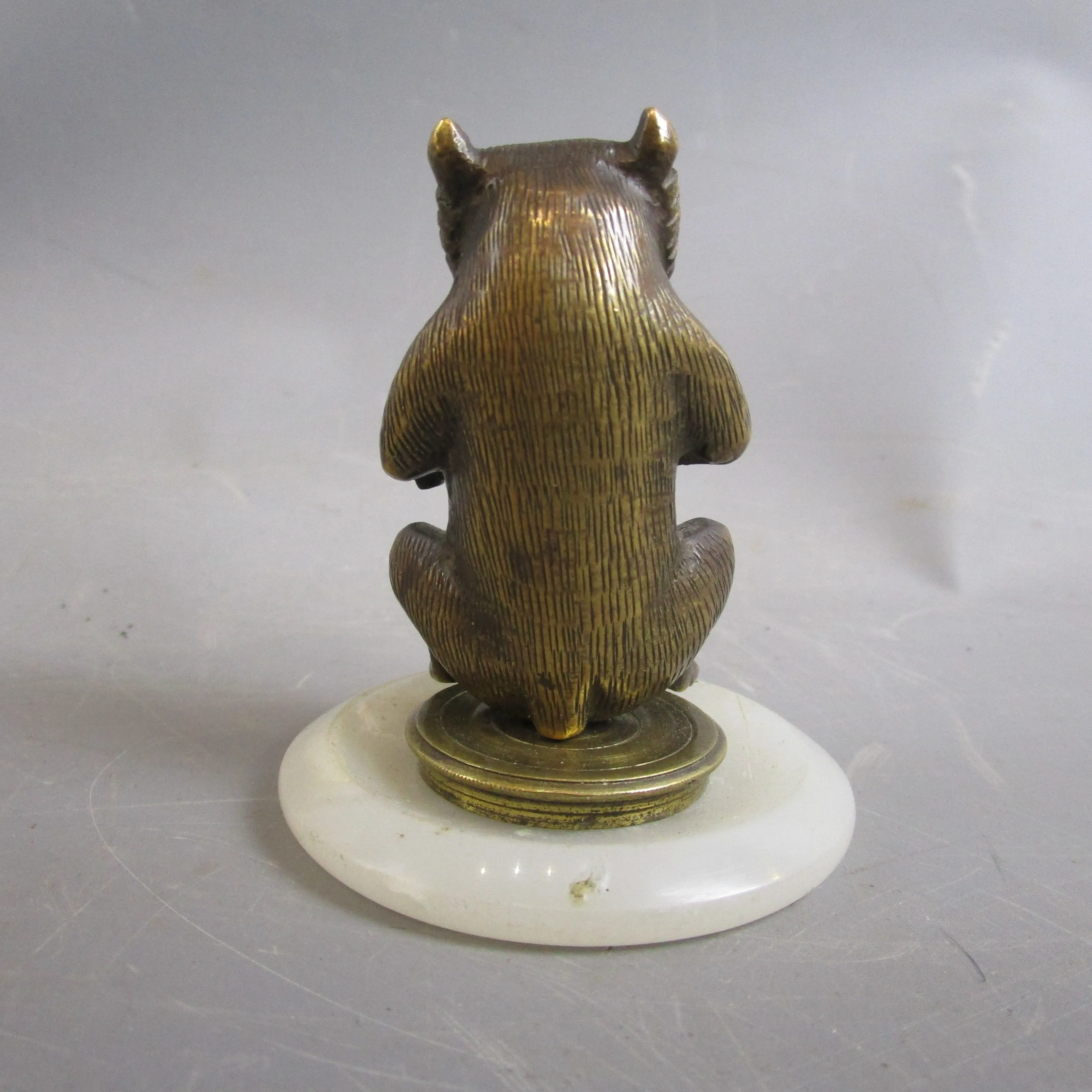 Bronze Bear Car Mascot now Mounted on Marble Base Antique Victorian c1890