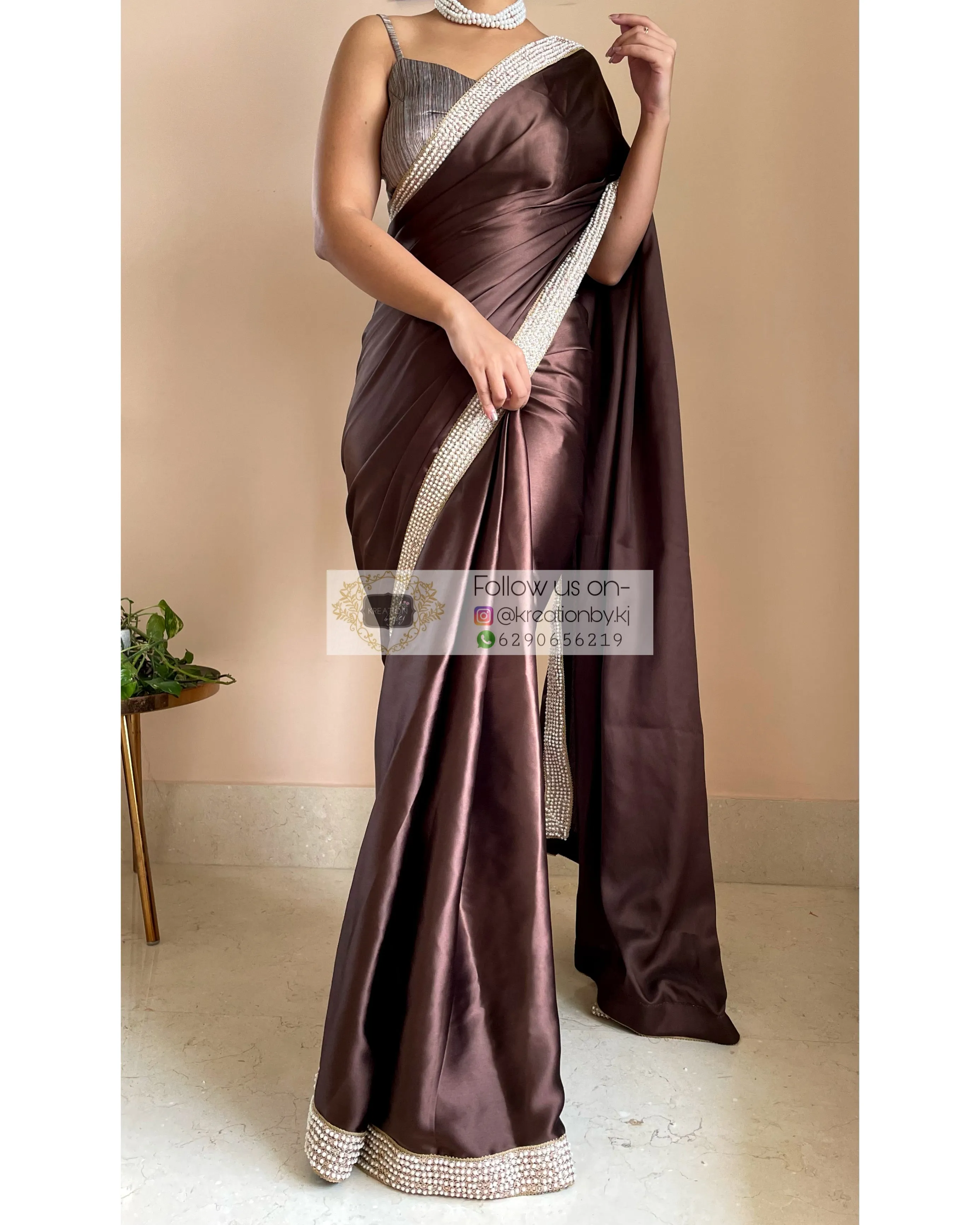 Brown Mother Of Pearl Saree