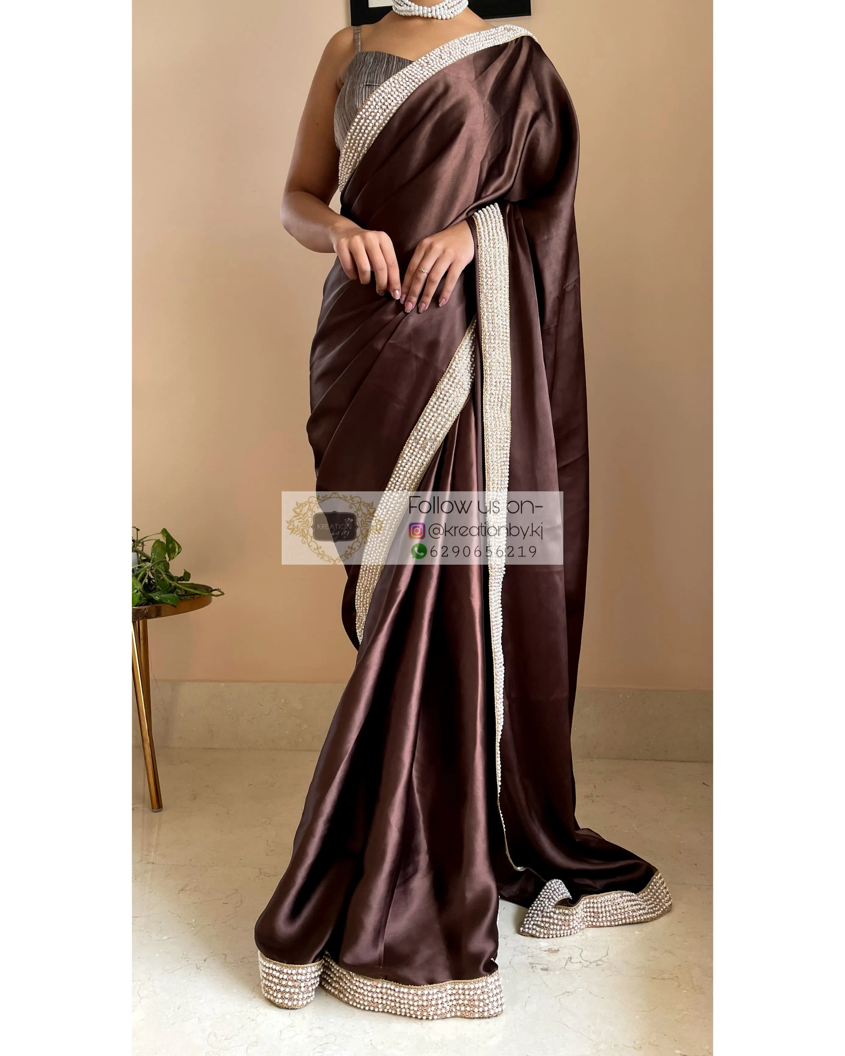 Brown Mother Of Pearl Saree