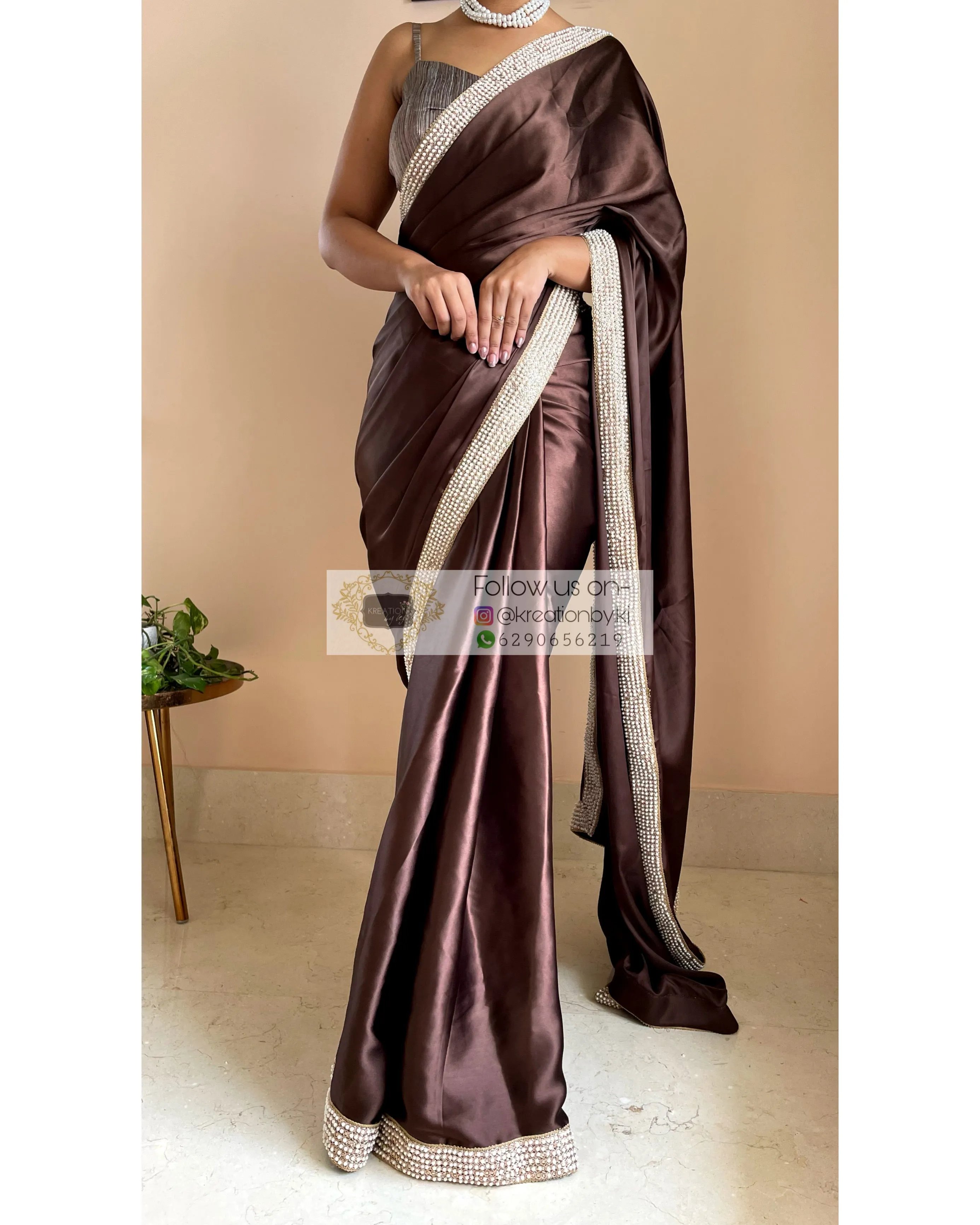 Brown Mother Of Pearl Saree