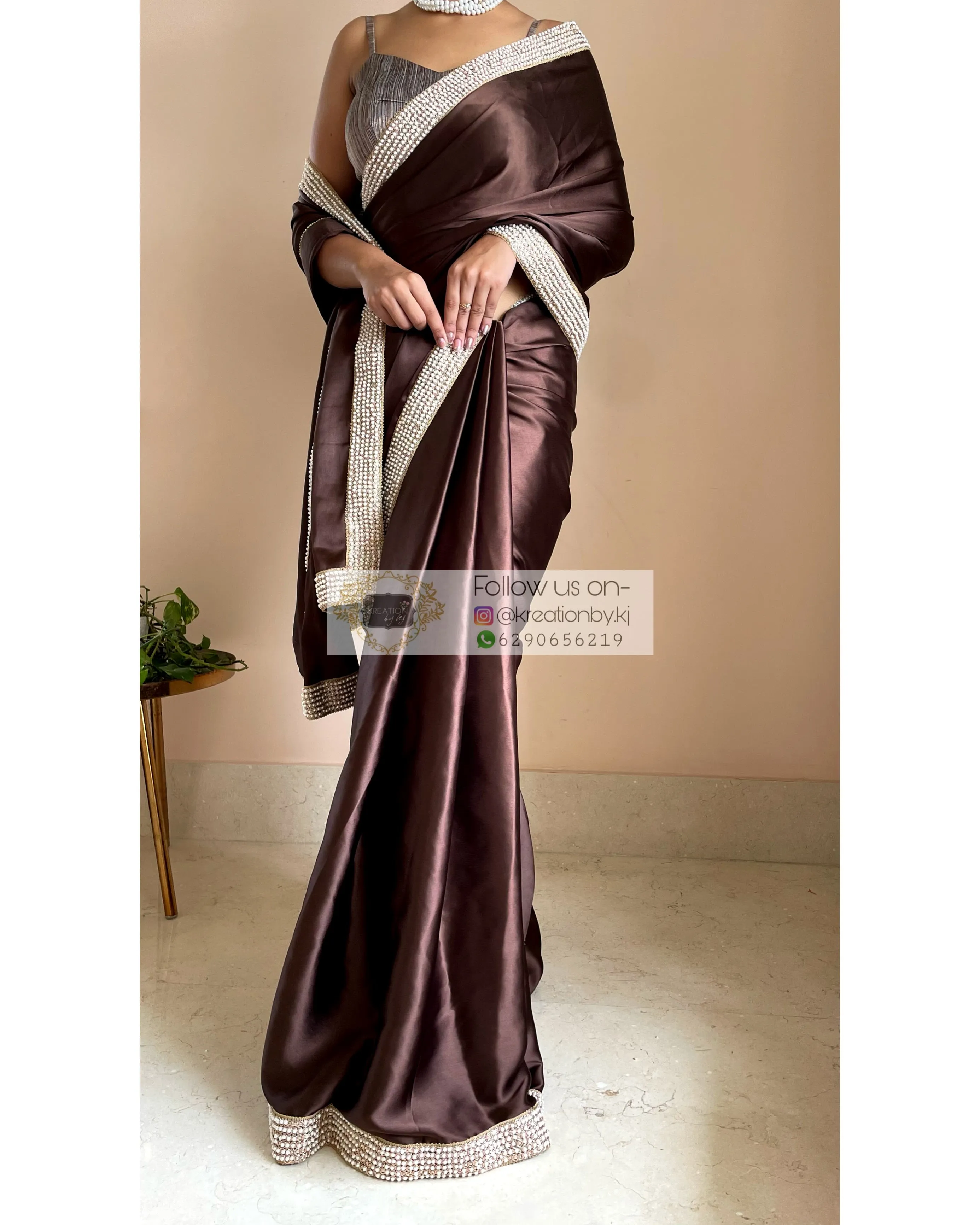 Brown Mother Of Pearl Saree