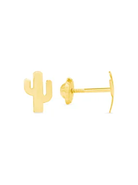 Cactus Stud Earrings 14K