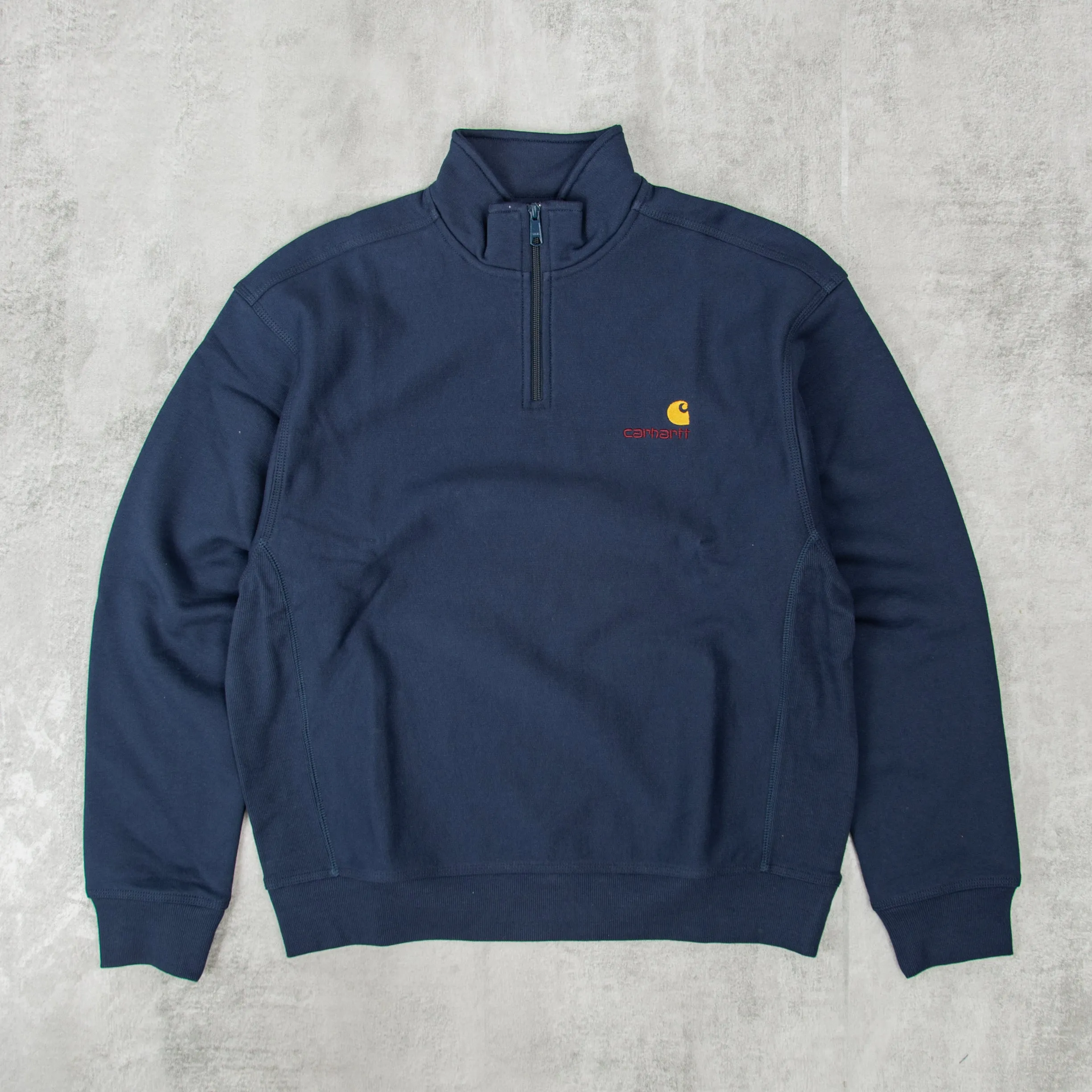 Carhartt WIP Half Zip American Script Sweat - Airforce Blue