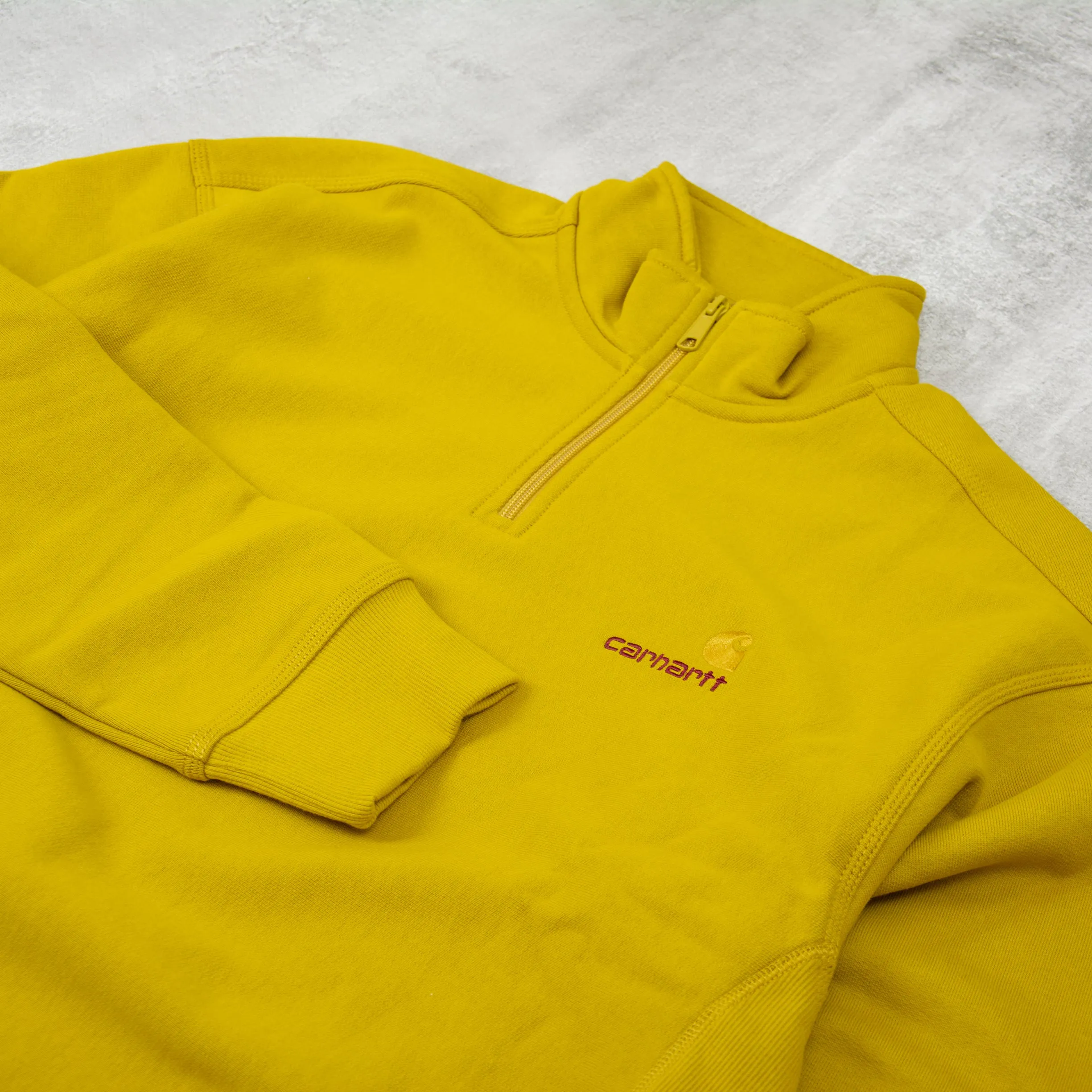 Carhartt WIP Half Zip American Script Sweat - Golden Olive