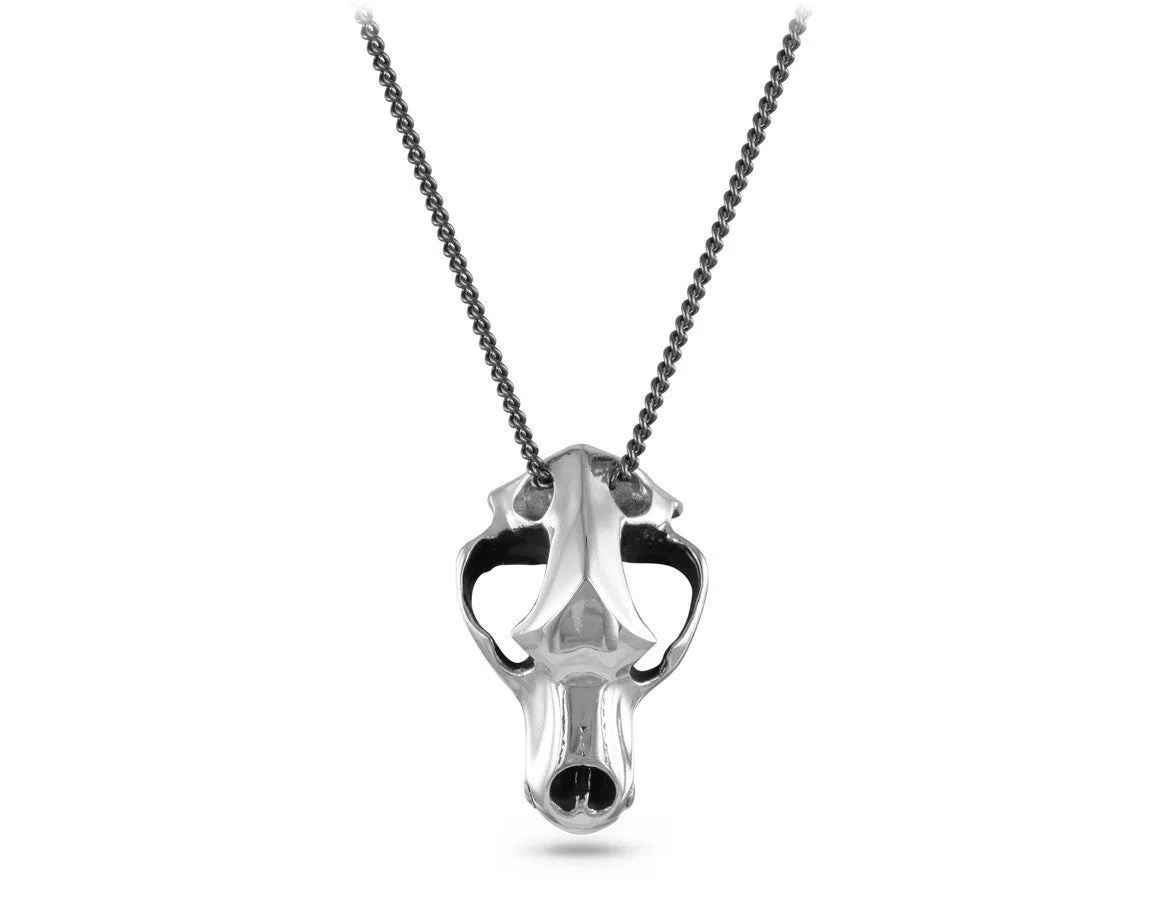 Cave Bear Skull Necklace - Silver