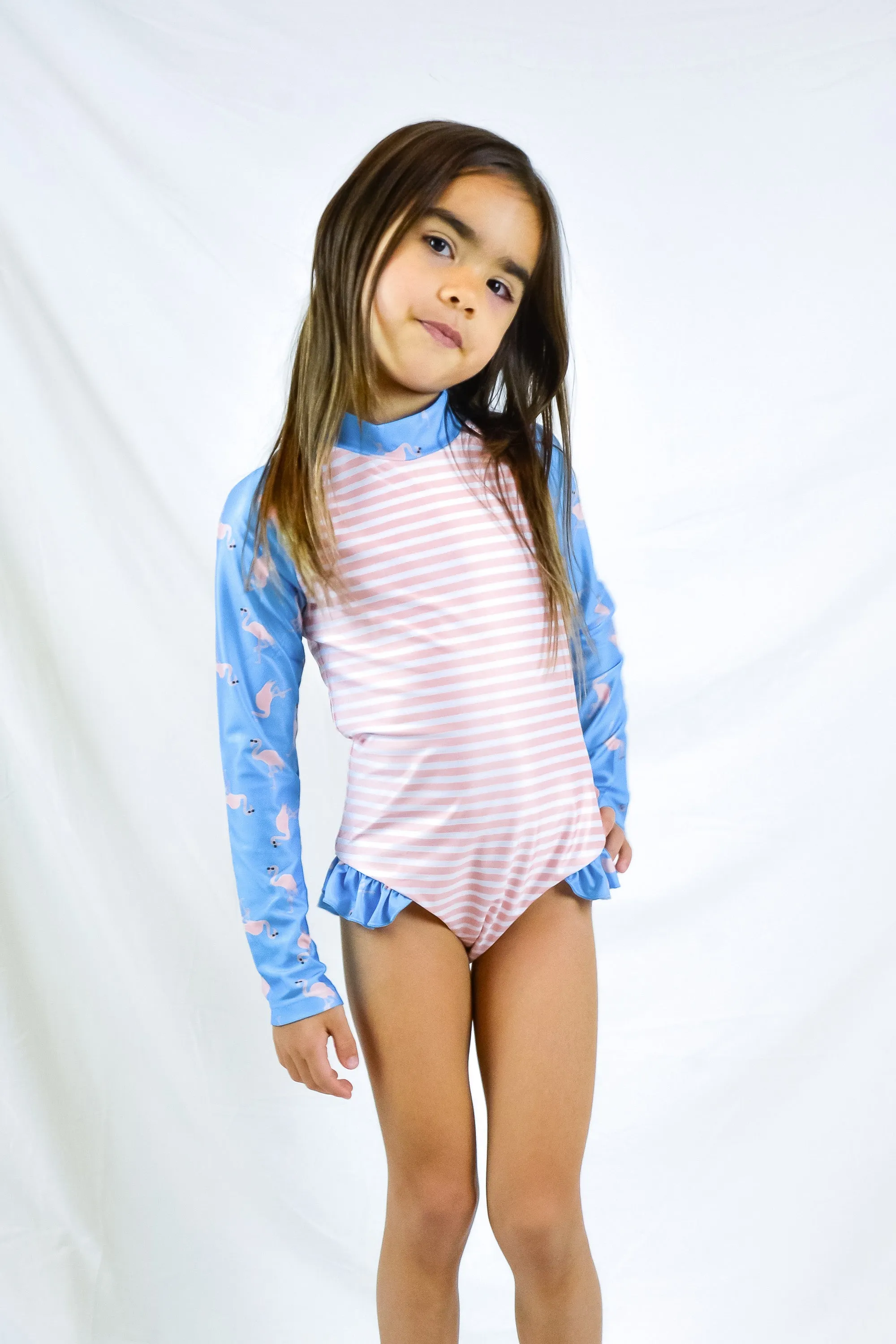 Coral Girls' Long Sleeve Swimsuit