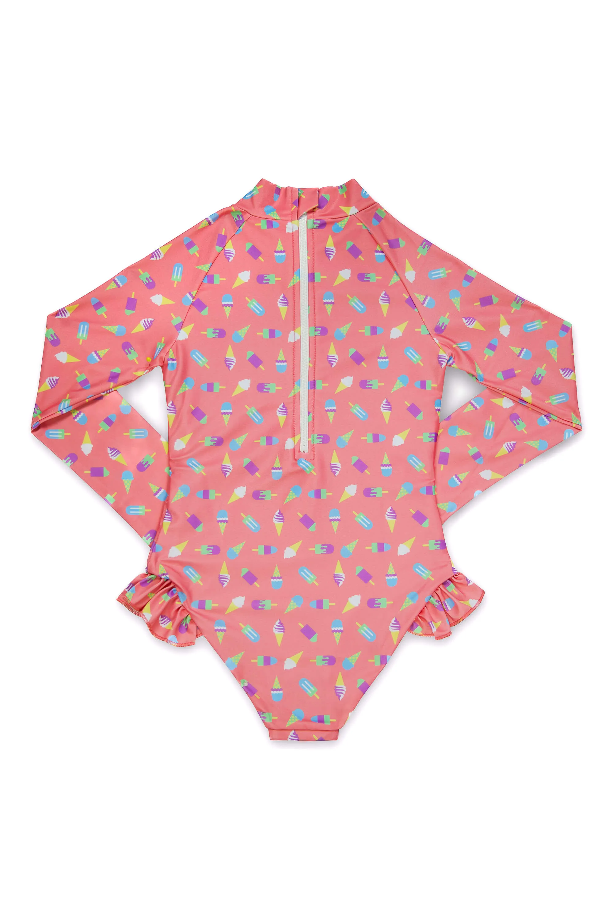 Coral Girls' Long Sleeve Swimsuit