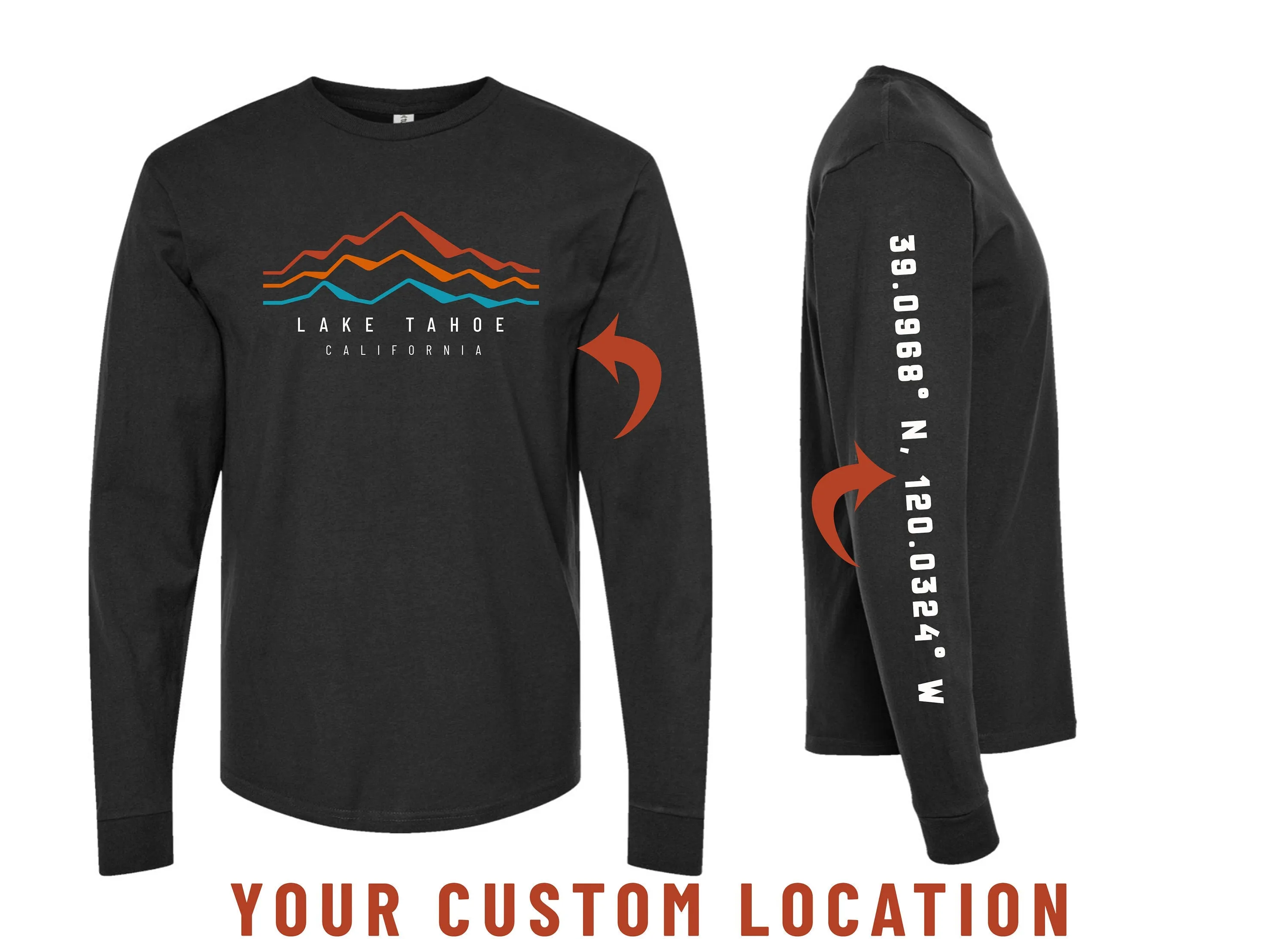 Custom Location Coordinates Long Sleeve T-Shirt - Hometown Pride Gift for Men & Women