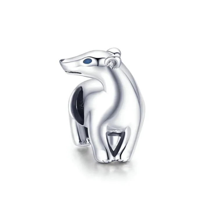 Dimensional Polar Bear Charm 925 Sterling Silver