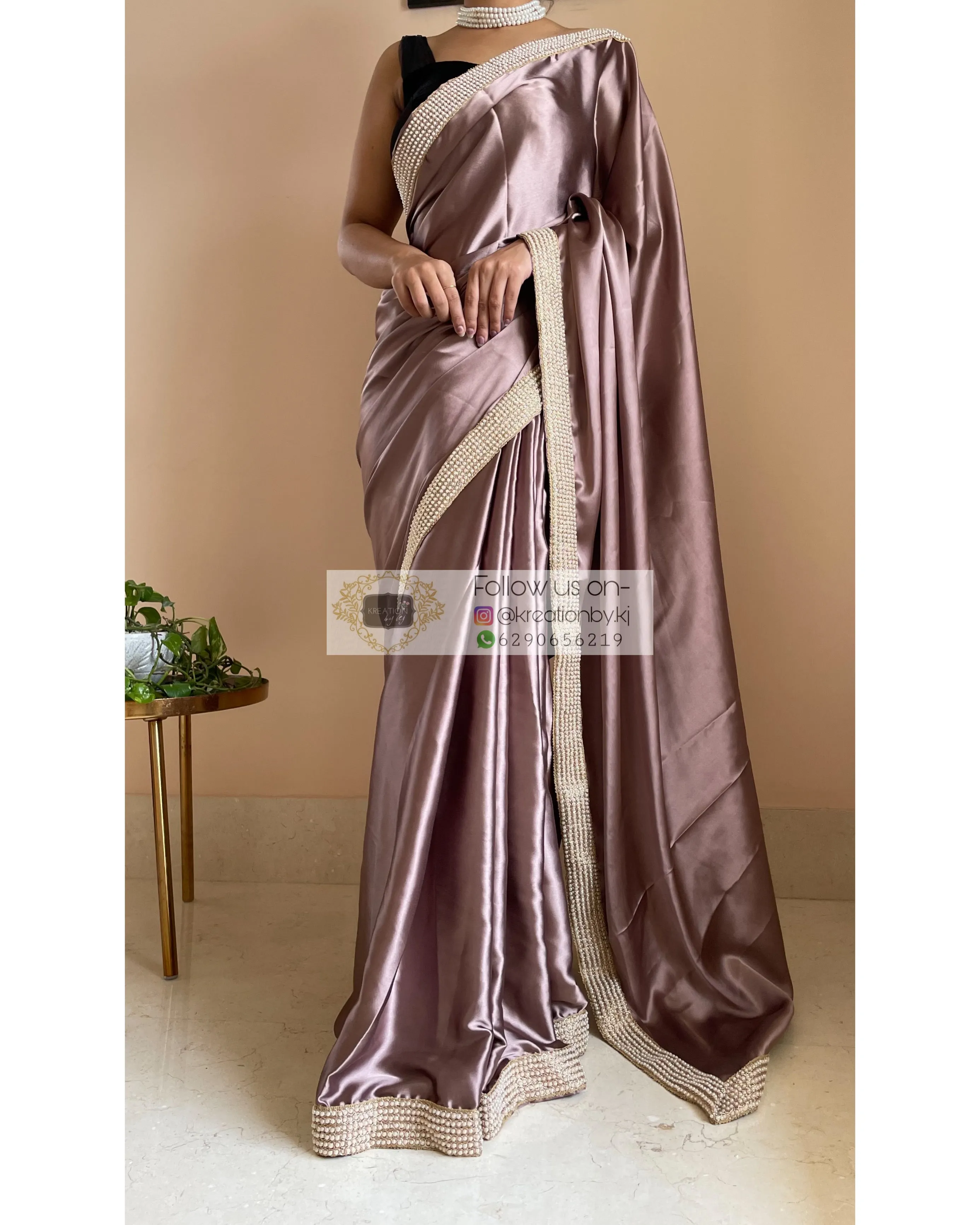 Dusty Mauve Mother Of Pearl Saree