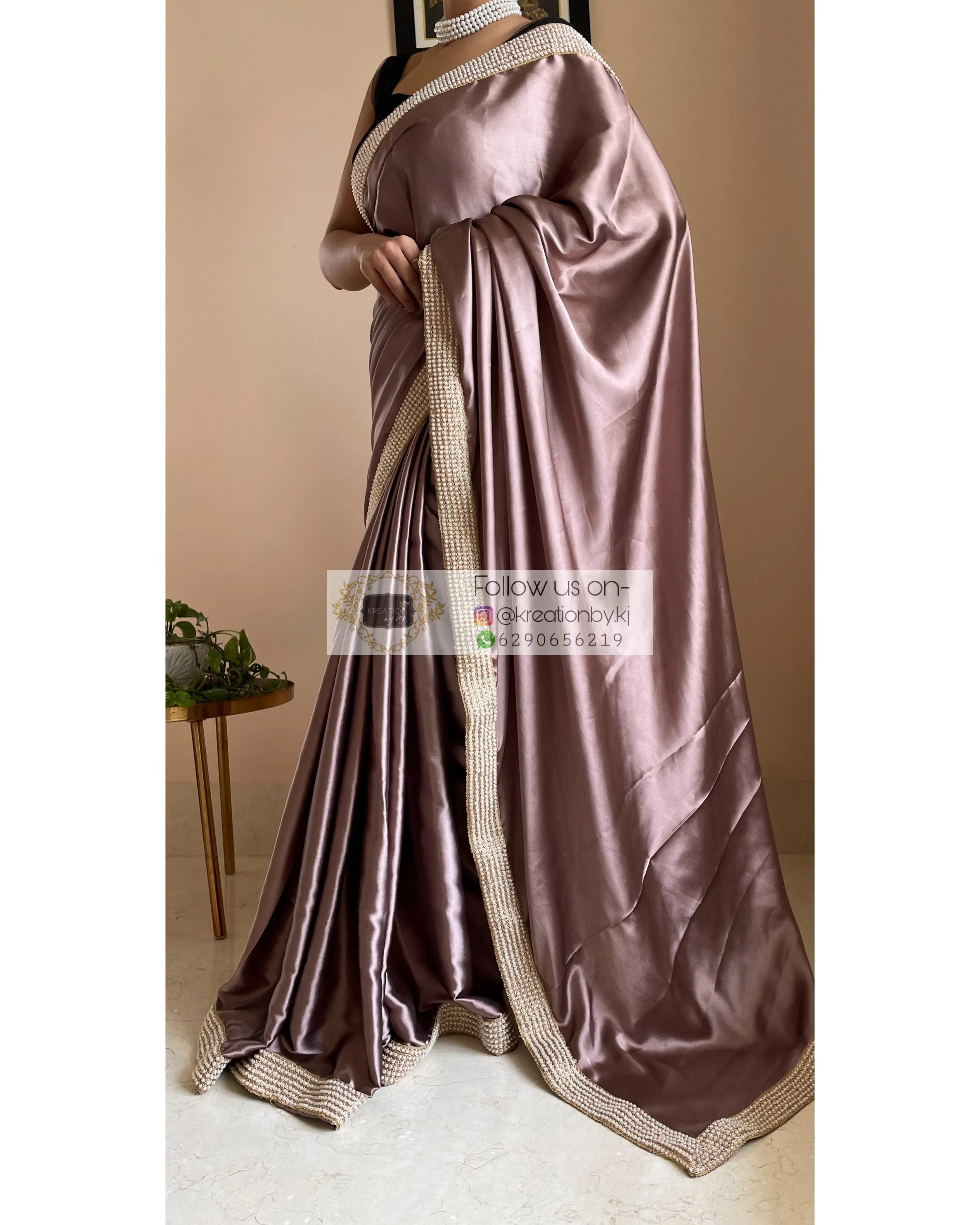 Dusty Mauve Mother Of Pearl Saree