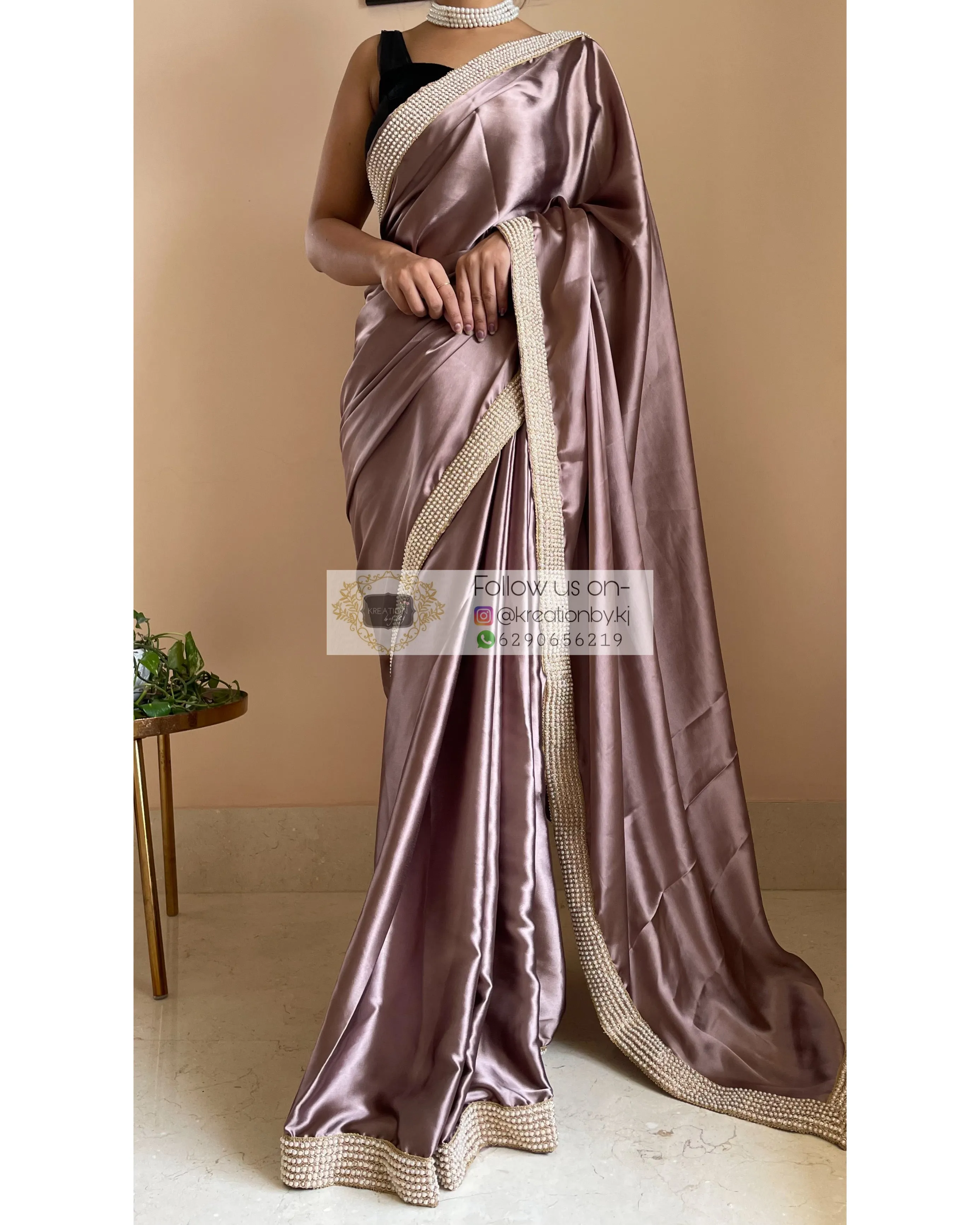 Dusty Mauve Mother Of Pearl Saree