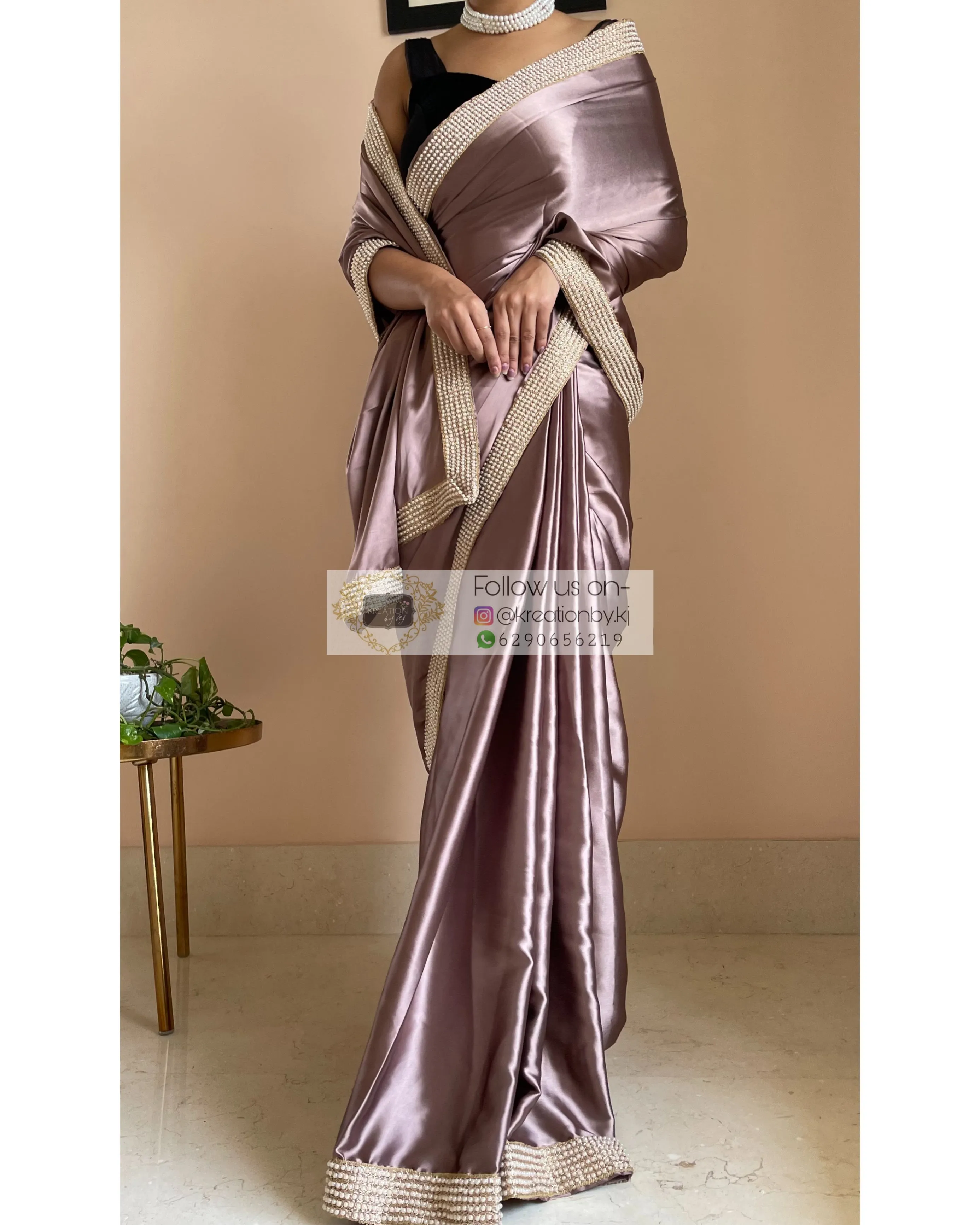 Dusty Mauve Mother Of Pearl Saree