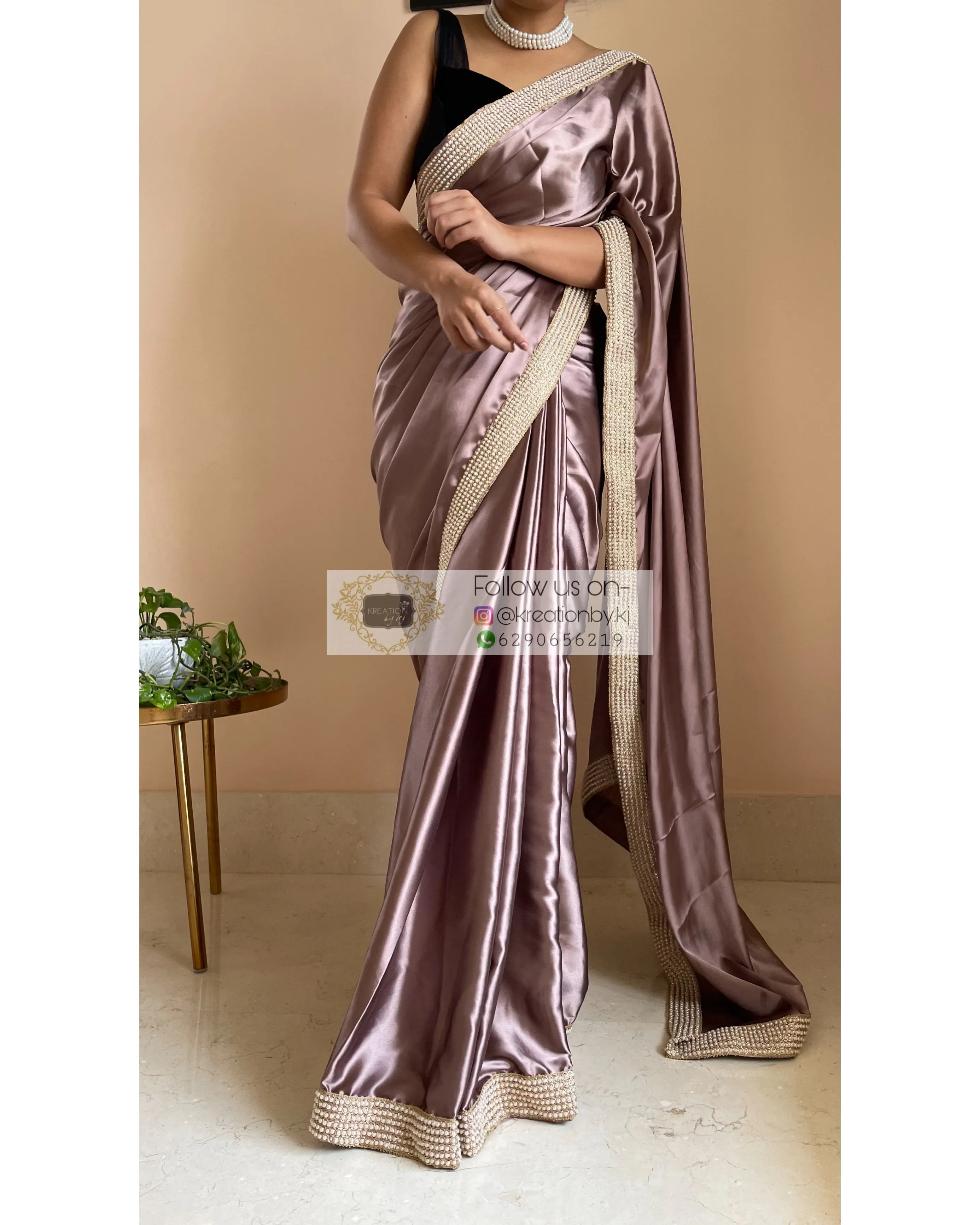 Dusty Mauve Mother Of Pearl Saree