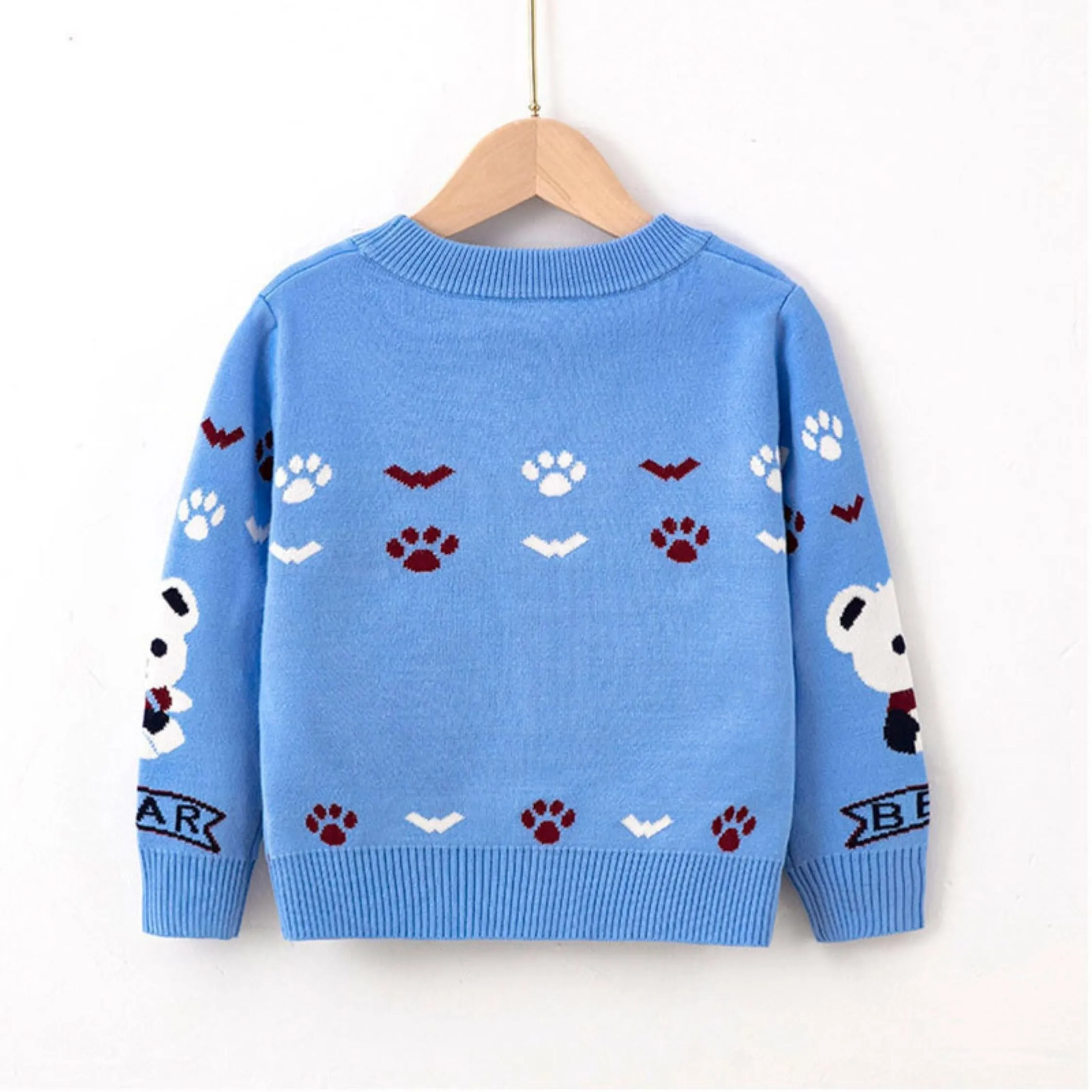 Full Sleeve Cute Bear Theme Boys Cardigan, Mulitcolours