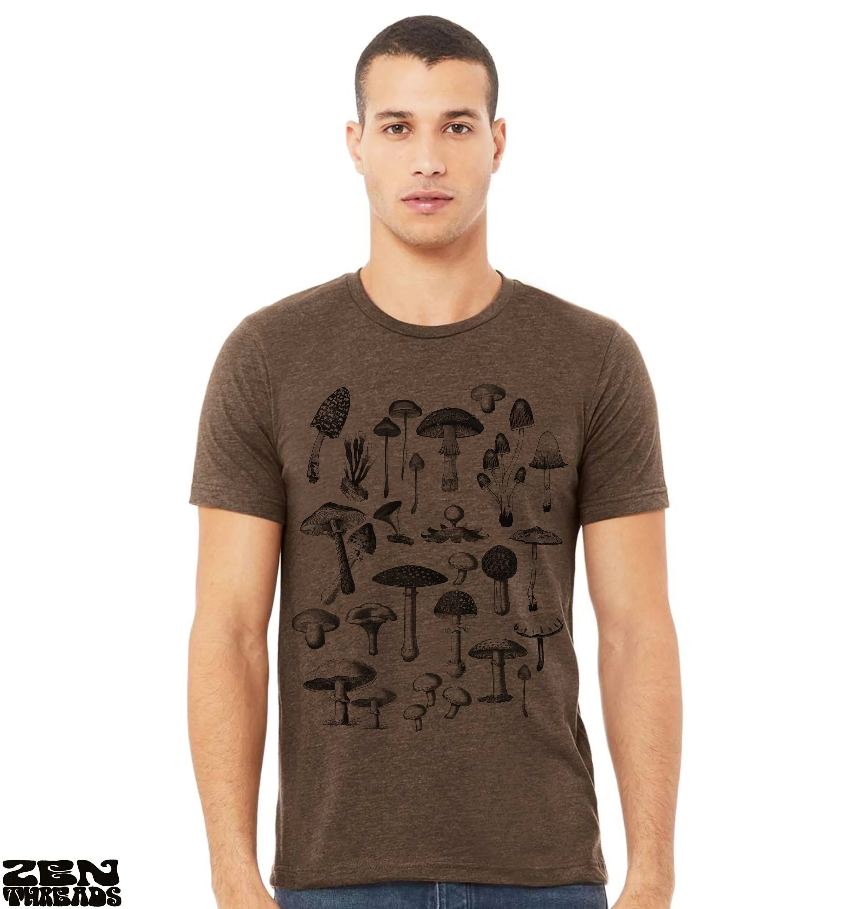 Fungi Mushroom Collection Unisex Bella Canvas T-Shirt - Custom Color Gardening Tee